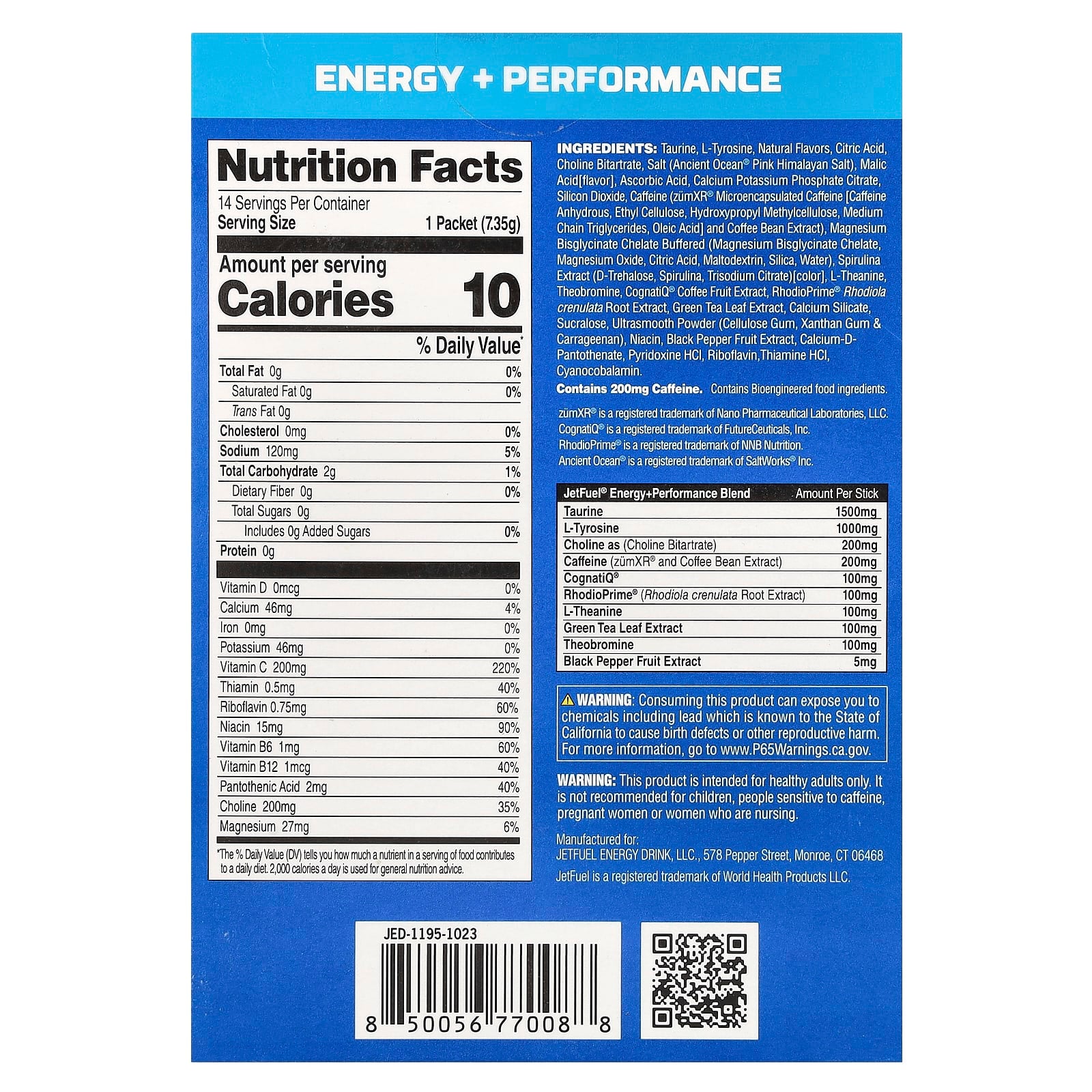GAT JetFuel Energy + Performance Sticks, Blue Raspberry, 14 Stick Packs - Image 2