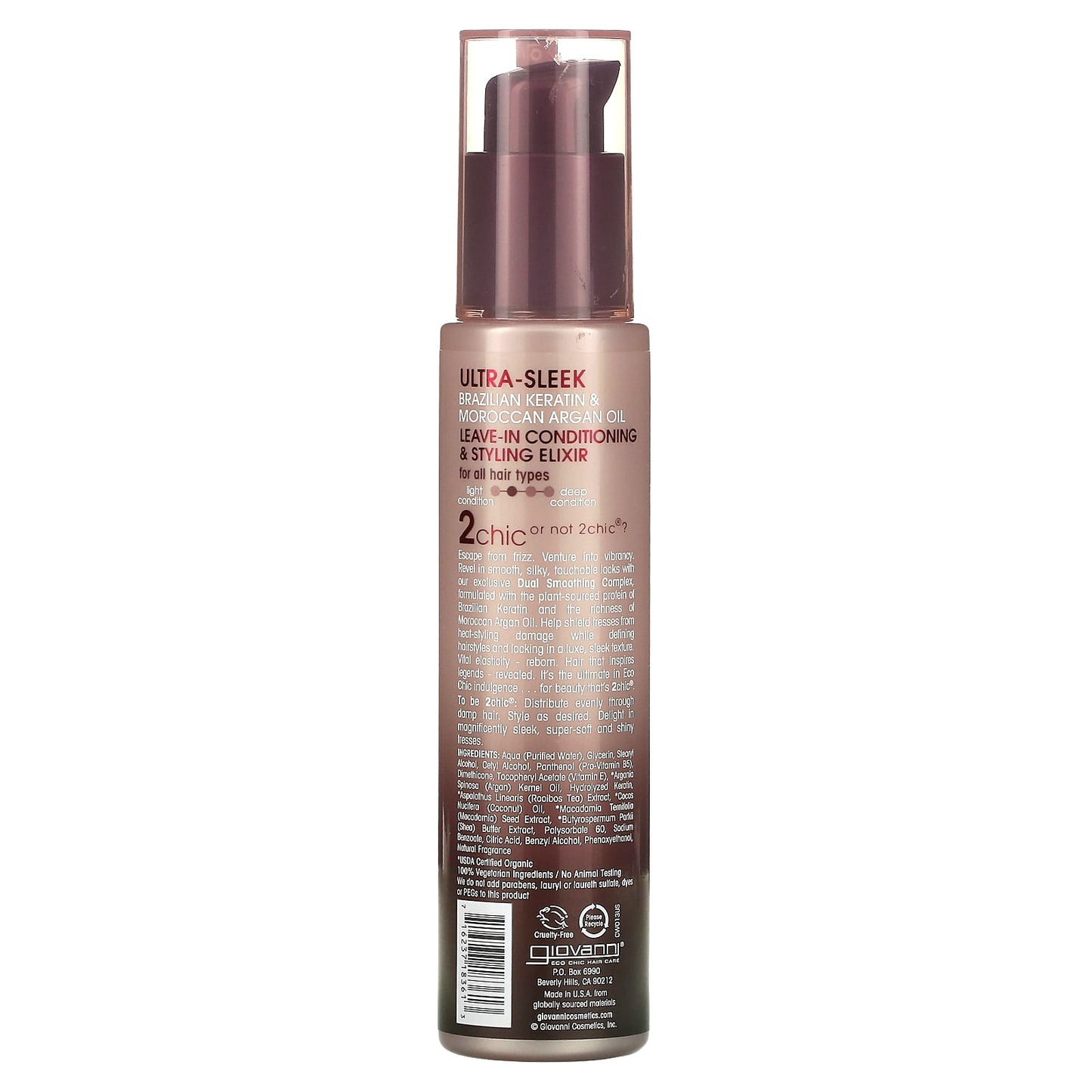 Giovanni Ultra Sleek Leave-In Conditioner with Brazilian Keratin & Argan Oil, 4 fl oz - Image 2