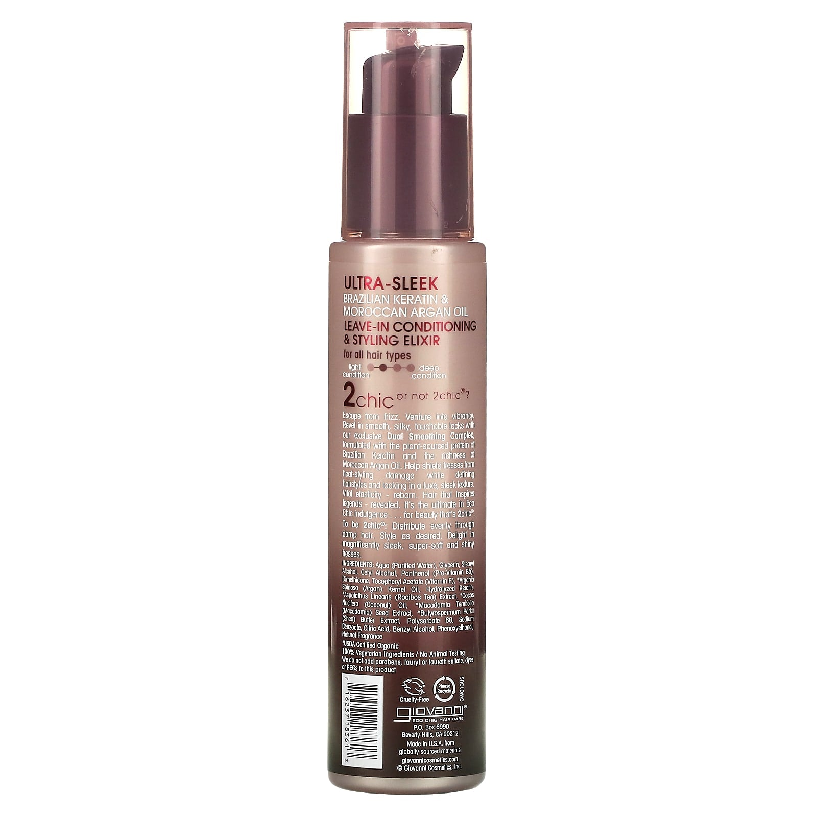 Giovanni Ultra Sleek Leave-In Conditioner with Brazilian Keratin & Argan Oil, 4 fl oz - Image 2