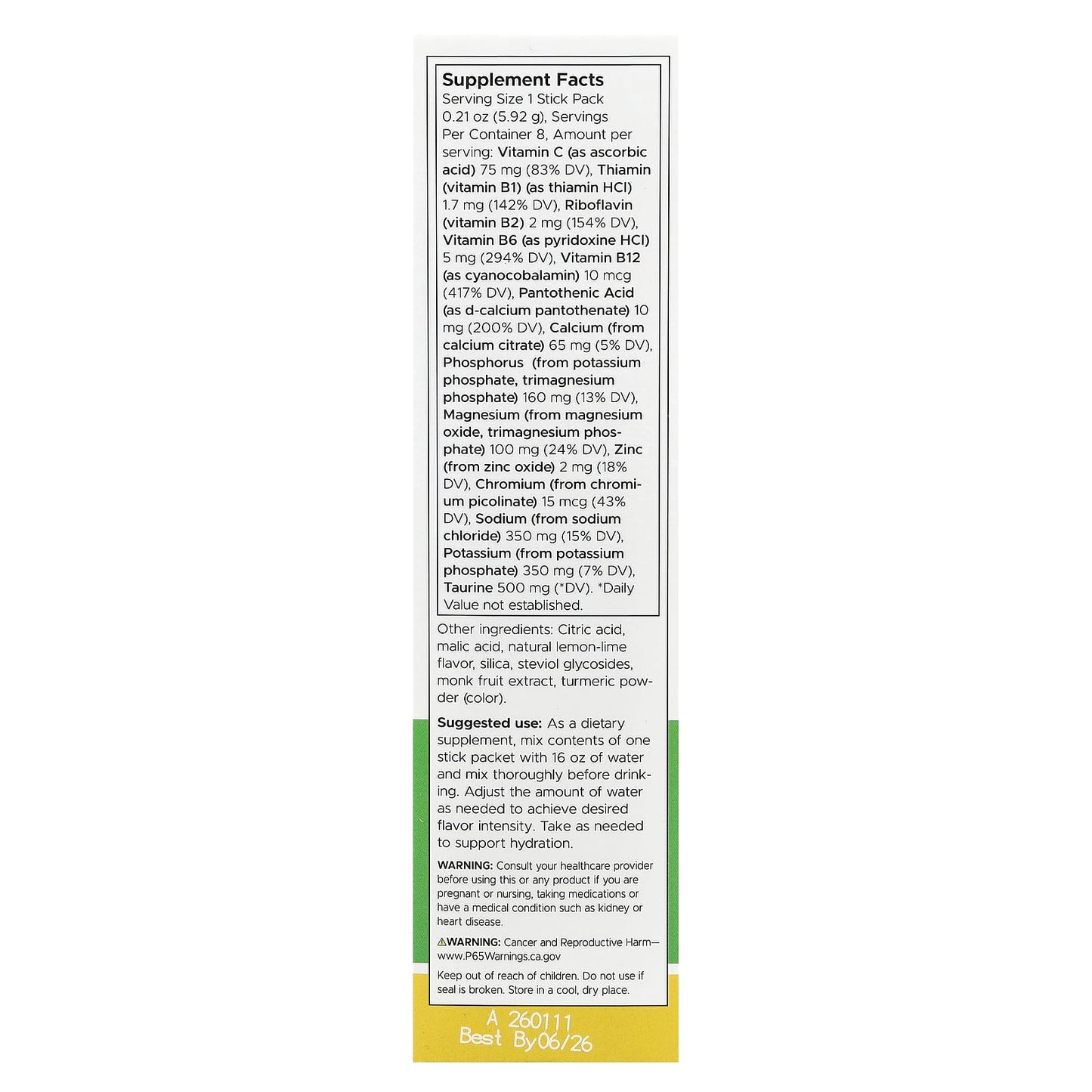 Swanson, Simply Hydrate, Electrolyte Hydration Mix, Lemon-Lime, 8 Stick Packs, 0.21 oz (5.92 g) Each - Image 2