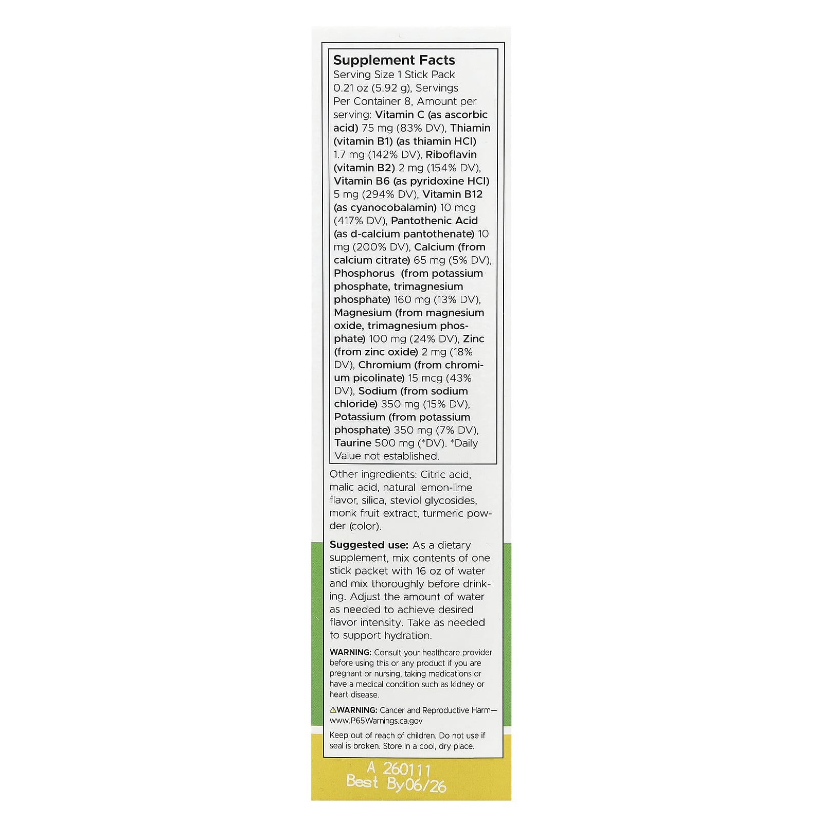 Swanson, Simply Hydrate, Electrolyte Hydration Mix, Lemon-Lime, 8 Stick Packs, 0.21 oz (5.92 g) Each - Image 2