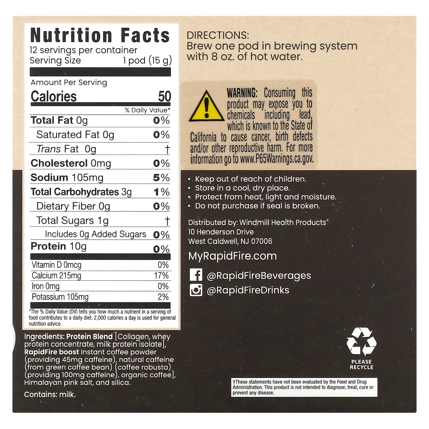 RAPIDFIRE, Protein Coffee Pod, Original Blend, Medium Roast, 12 Pods, 6.35 oz (180 g) - Image 2