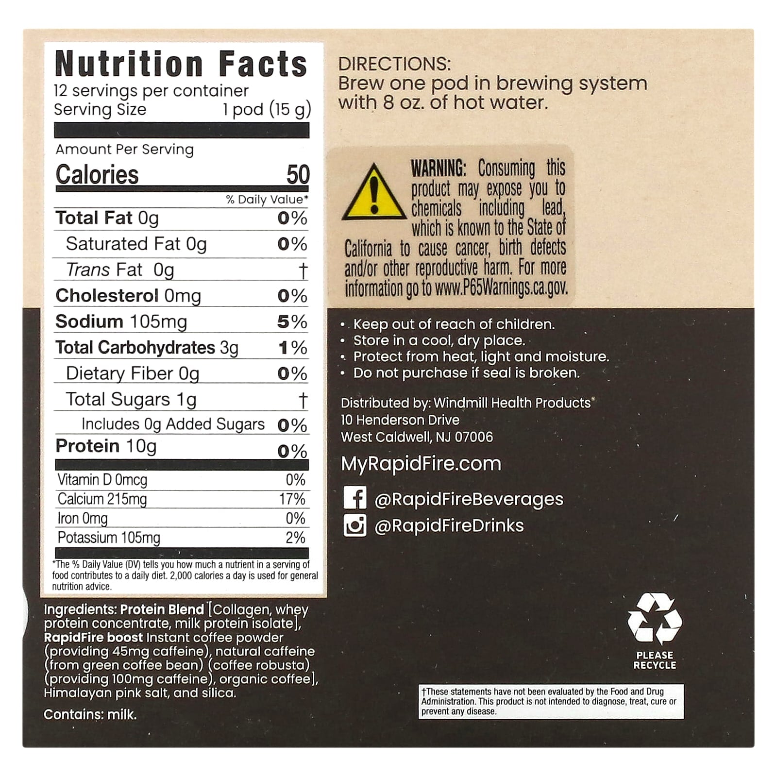 RAPIDFIRE, Protein Coffee Pod, Original Blend, Medium Roast, 12 Pods, 6.35 oz (180 g) - Image 2