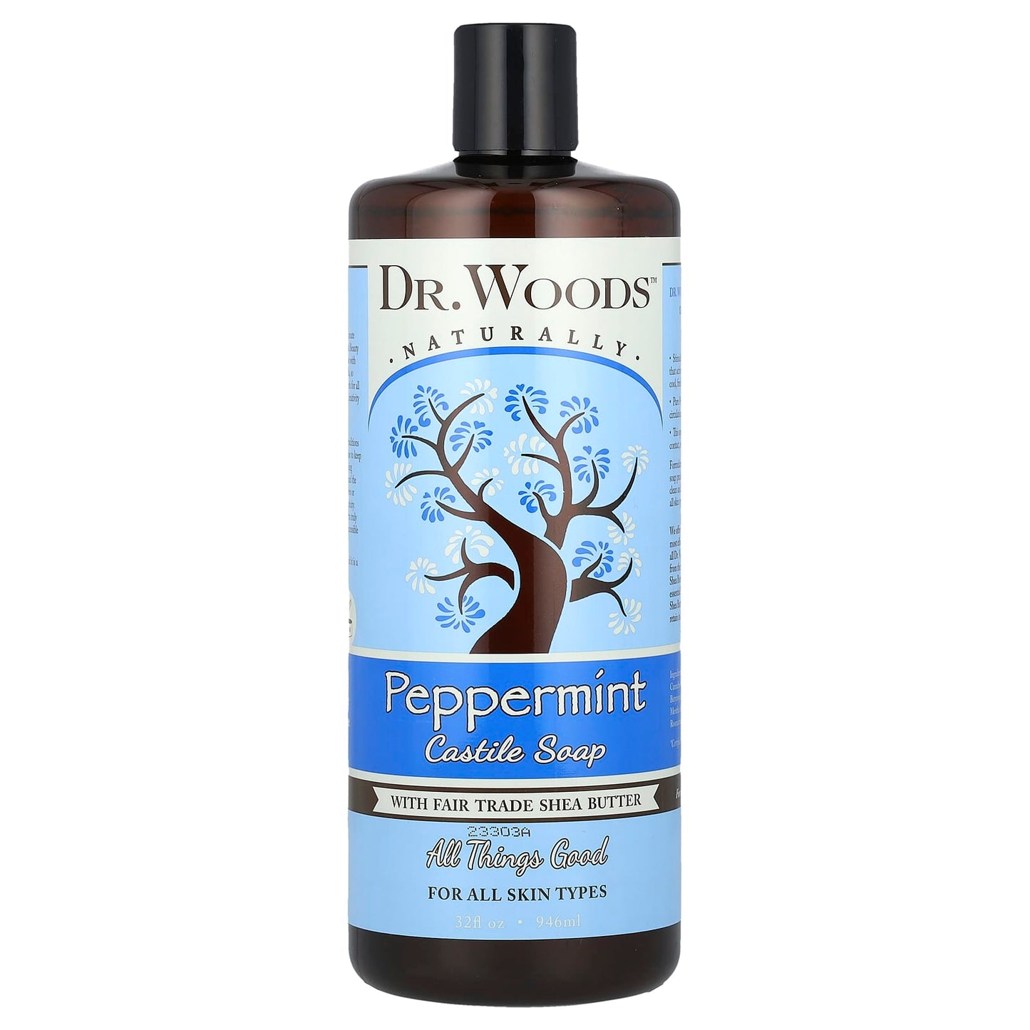 Fair Trade Castile Soap with Shea Butter & Peppermint Oil, 32 fl oz - Image 1