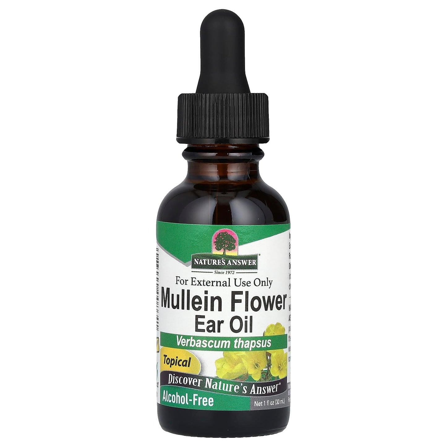 Nature's Answer, Mullein Flower Ear Oil, Alcohol-Free, 1 fl oz (30 ml) - Image 1