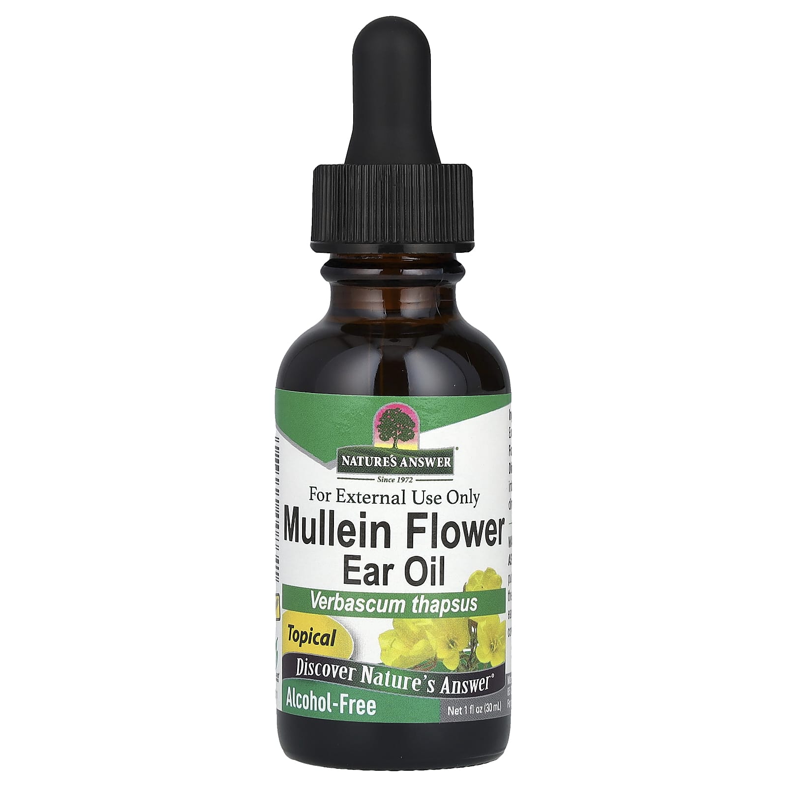 Nature's Answer, Mullein Flower Ear Oil, Alcohol-Free, 1 fl oz (30 ml) - Image 1
