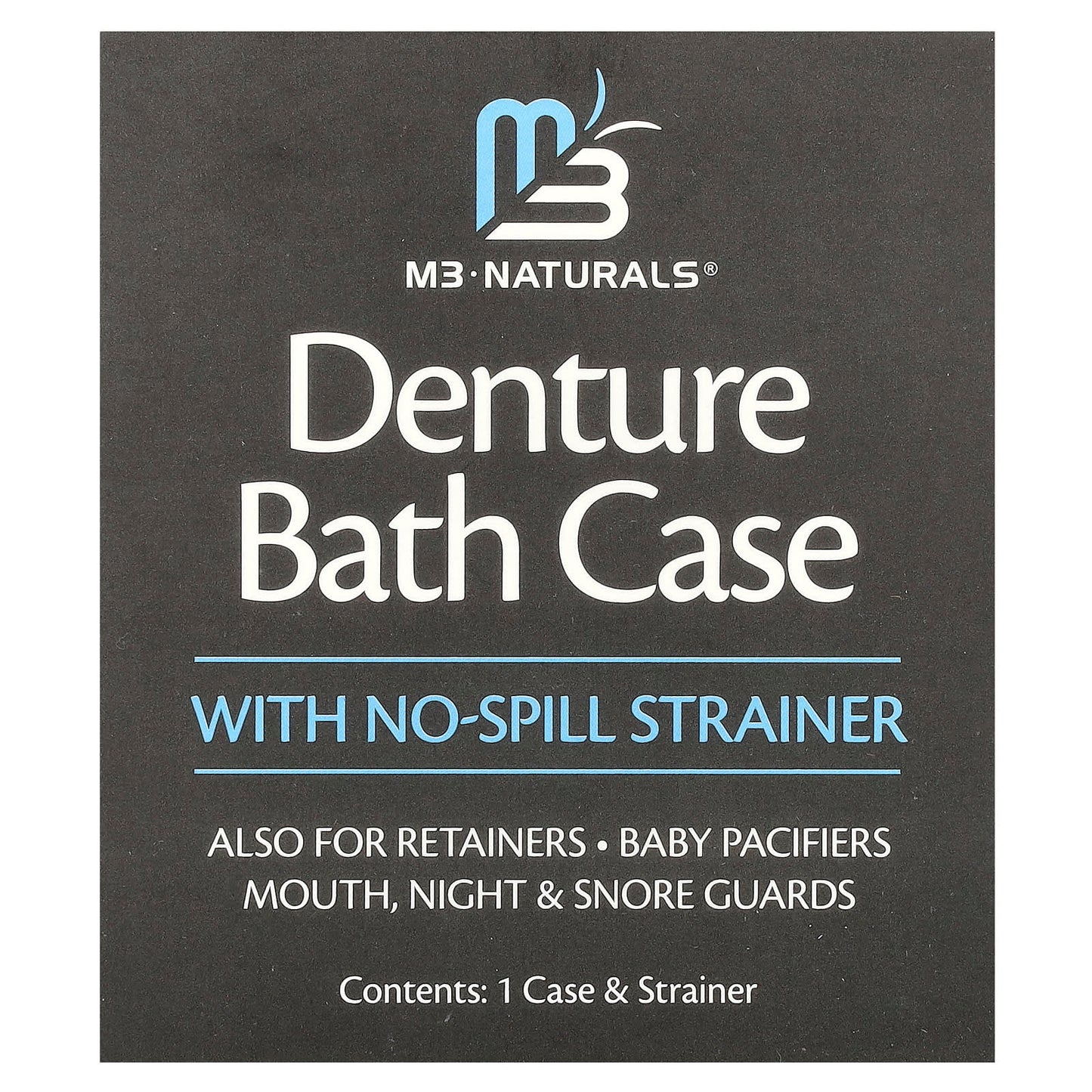 M3 Naturals, Denture Bath Case with No Spill Strainer, 1 Set - Image 1