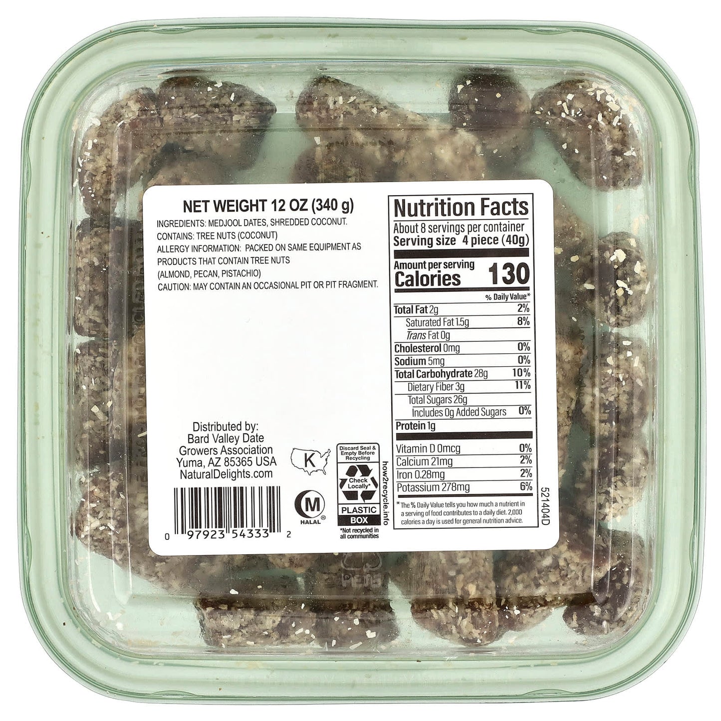 Natural Delights, Mini Medjools, Coconut, 12 oz (340 g) - Image 2