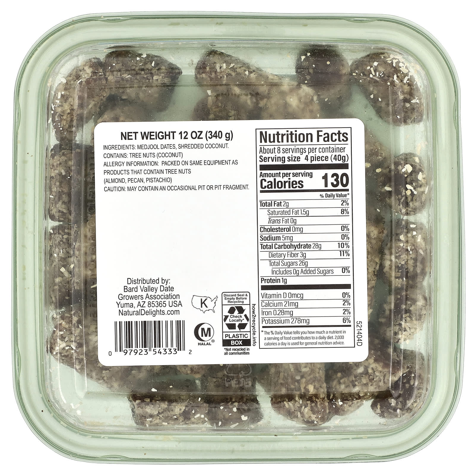 Natural Delights, Mini Medjools, Coconut, 12 oz (340 g) - Image 2