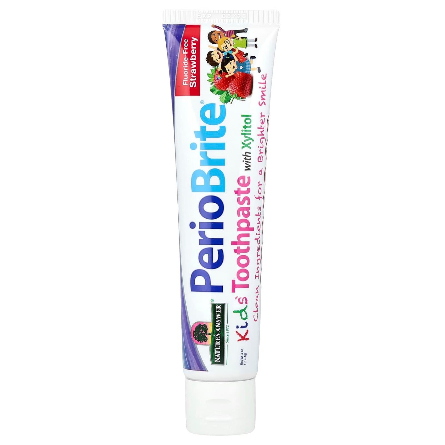 Nature's Answer, PerioBright®, Kids' Fluoride-Free Toothpaste with Xylitol, Strawberry, 4 oz (113.4 g) - Image 1