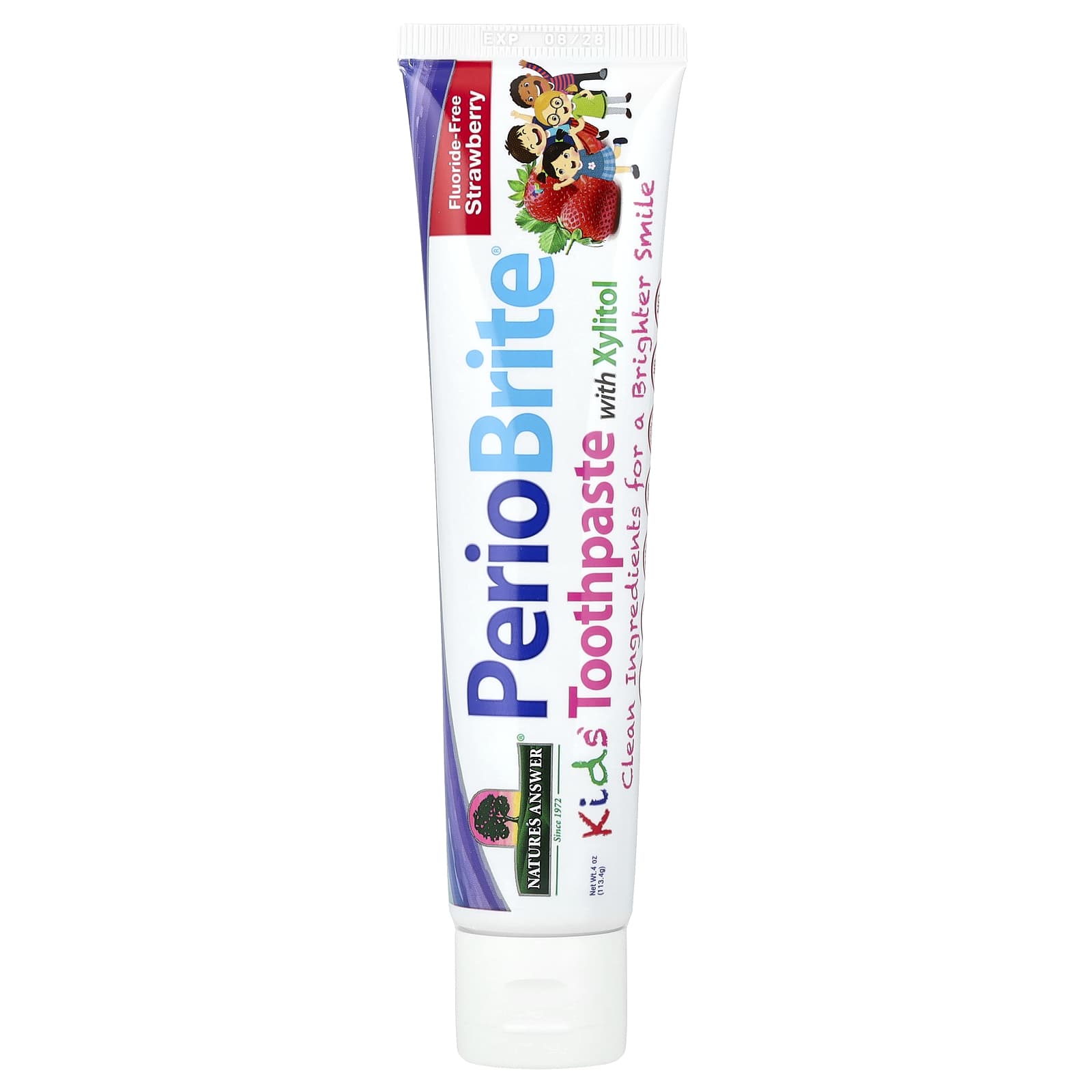 Nature's Answer, PerioBright®, Kids' Fluoride-Free Toothpaste with Xylitol, Strawberry, 4 oz (113.4 g) - Image 1