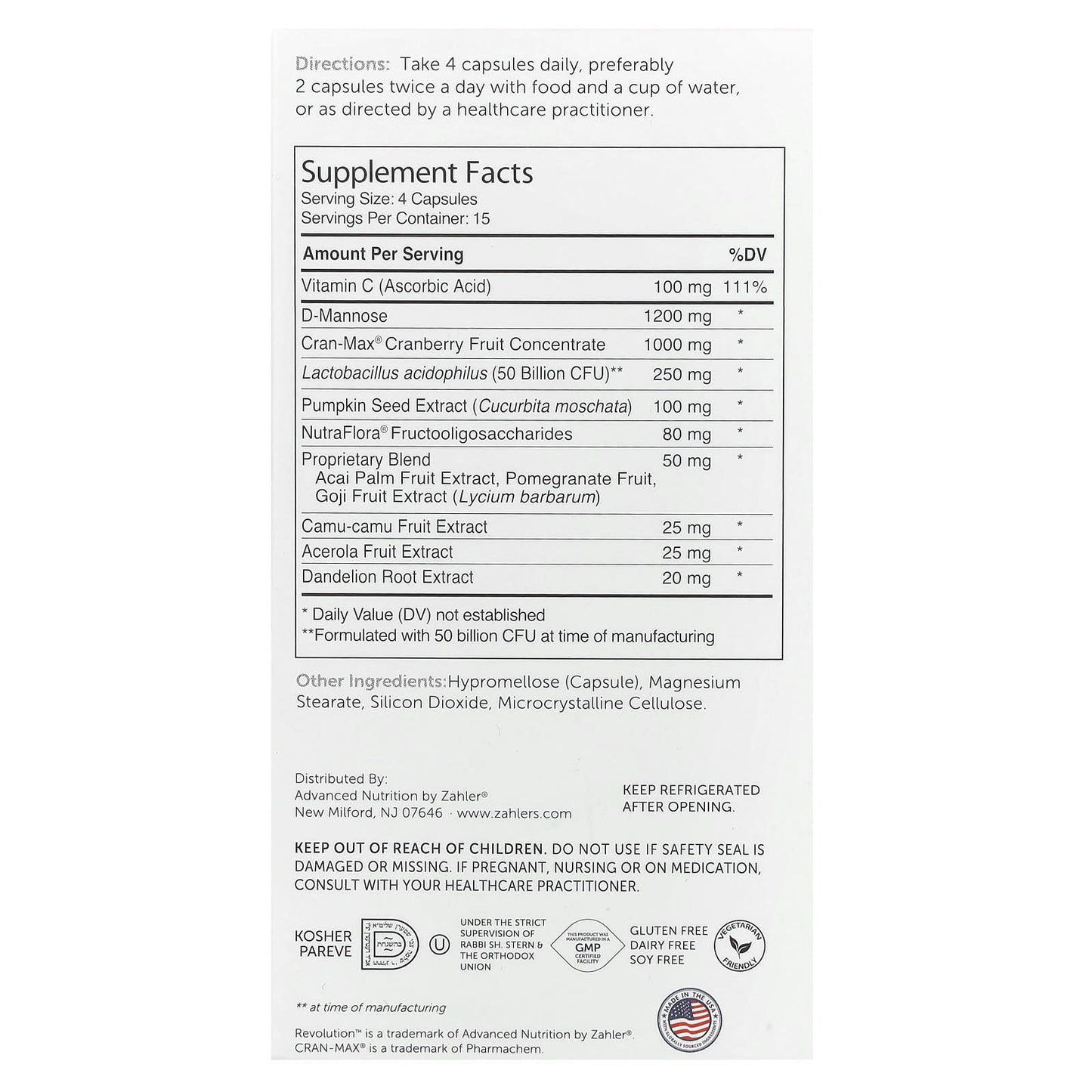 Zahler, Revolution, Complete Urinary Tract Formula, 60 Capsules - Image 2