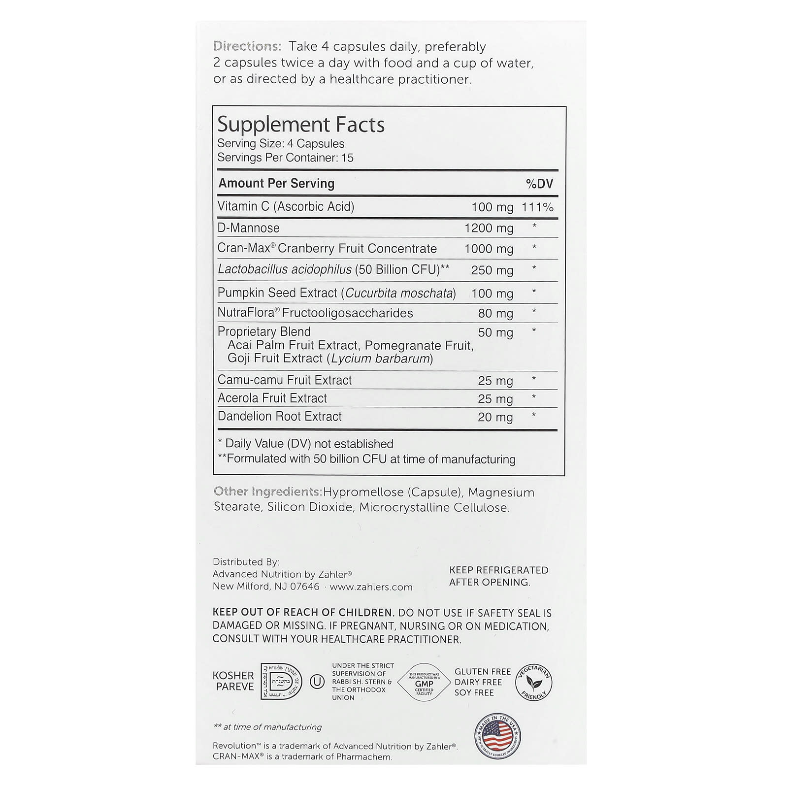 Zahler, Revolution, Complete Urinary Tract Formula, 60 Capsules - Image 2
