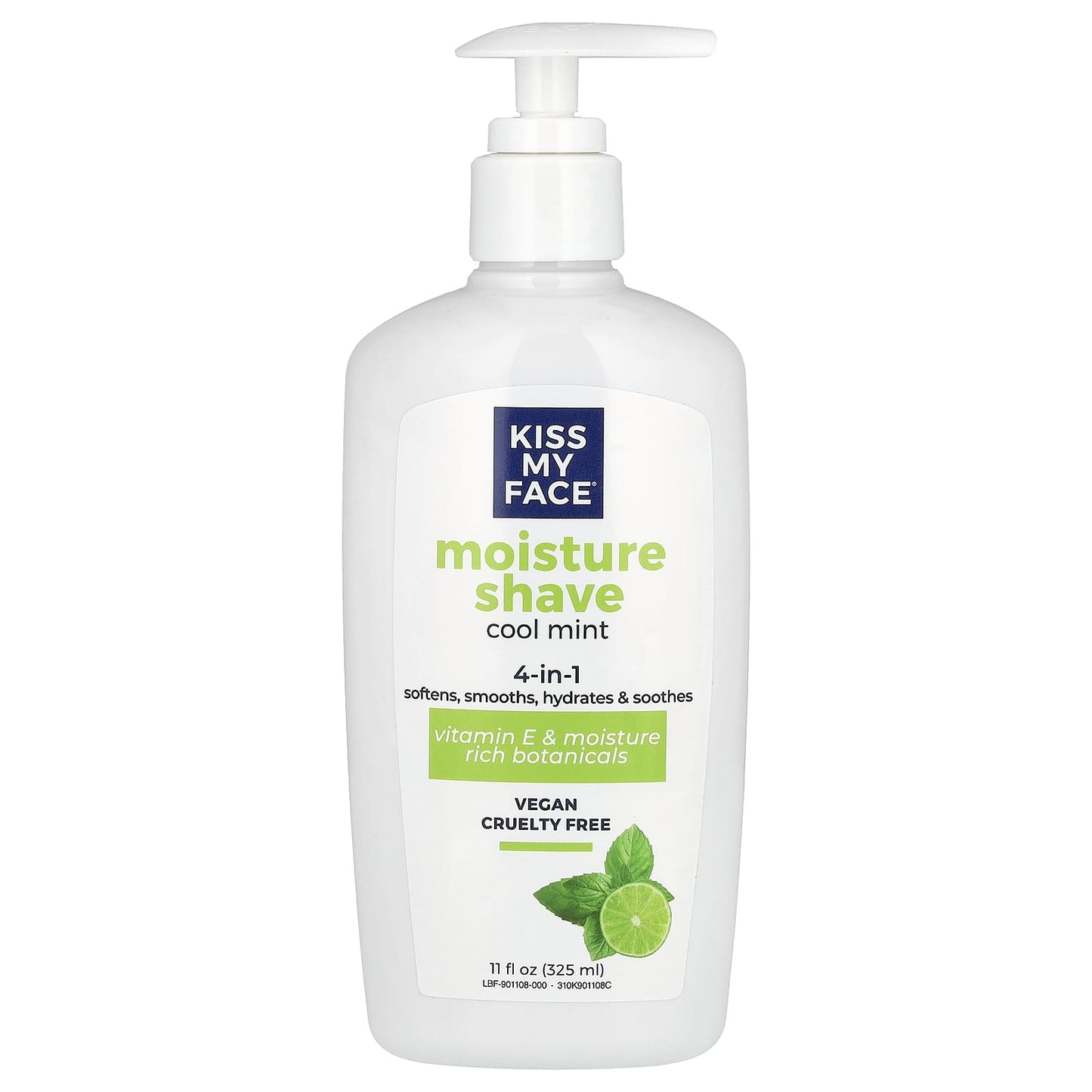 Kiss My Face, 4 in 1 Moisture Shave, Cool Mint, 11 fl oz (325 ml) - Image 1