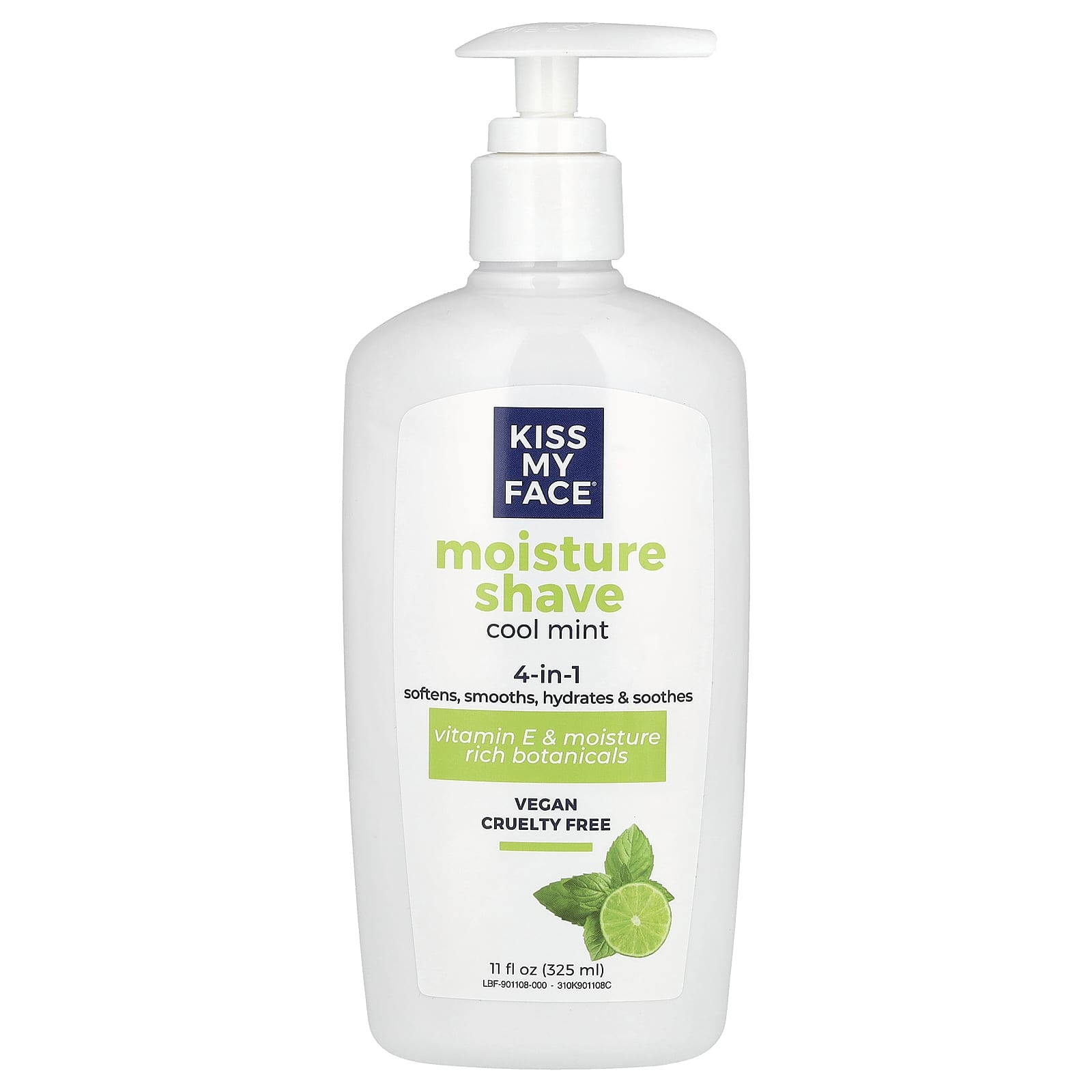 Kiss My Face, 4 in 1 Moisture Shave, Cool Mint, 11 fl oz (325 ml) - Image 1