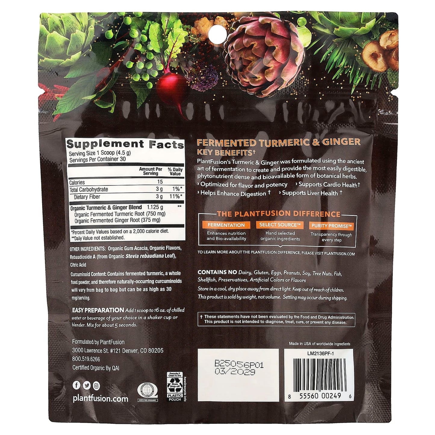 PlantFusion, Organic & Fermented Turmeric & Ginger, 4.76 oz (135 g) - Image 2