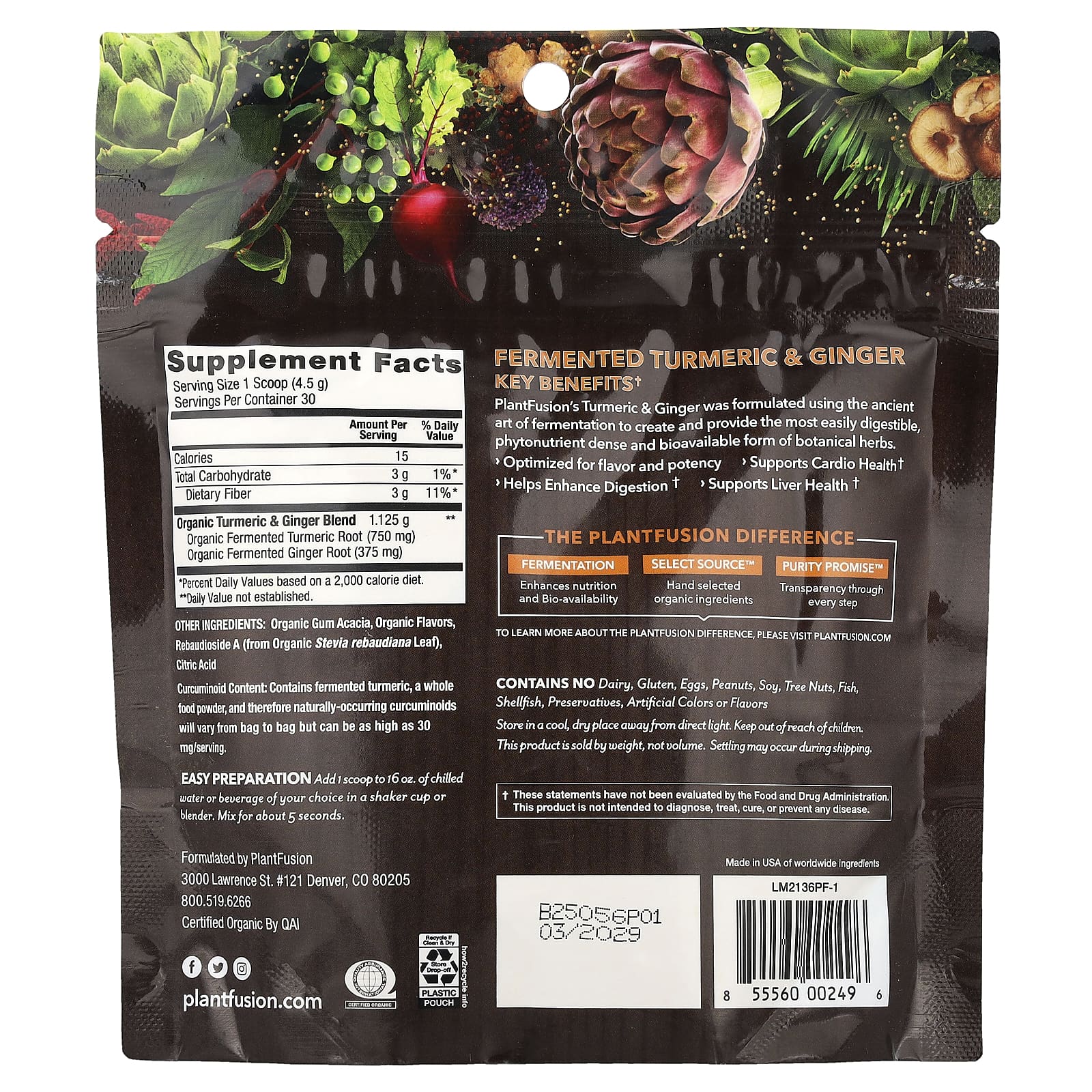 PlantFusion, Organic & Fermented Turmeric & Ginger, 4.76 oz (135 g) - Image 2