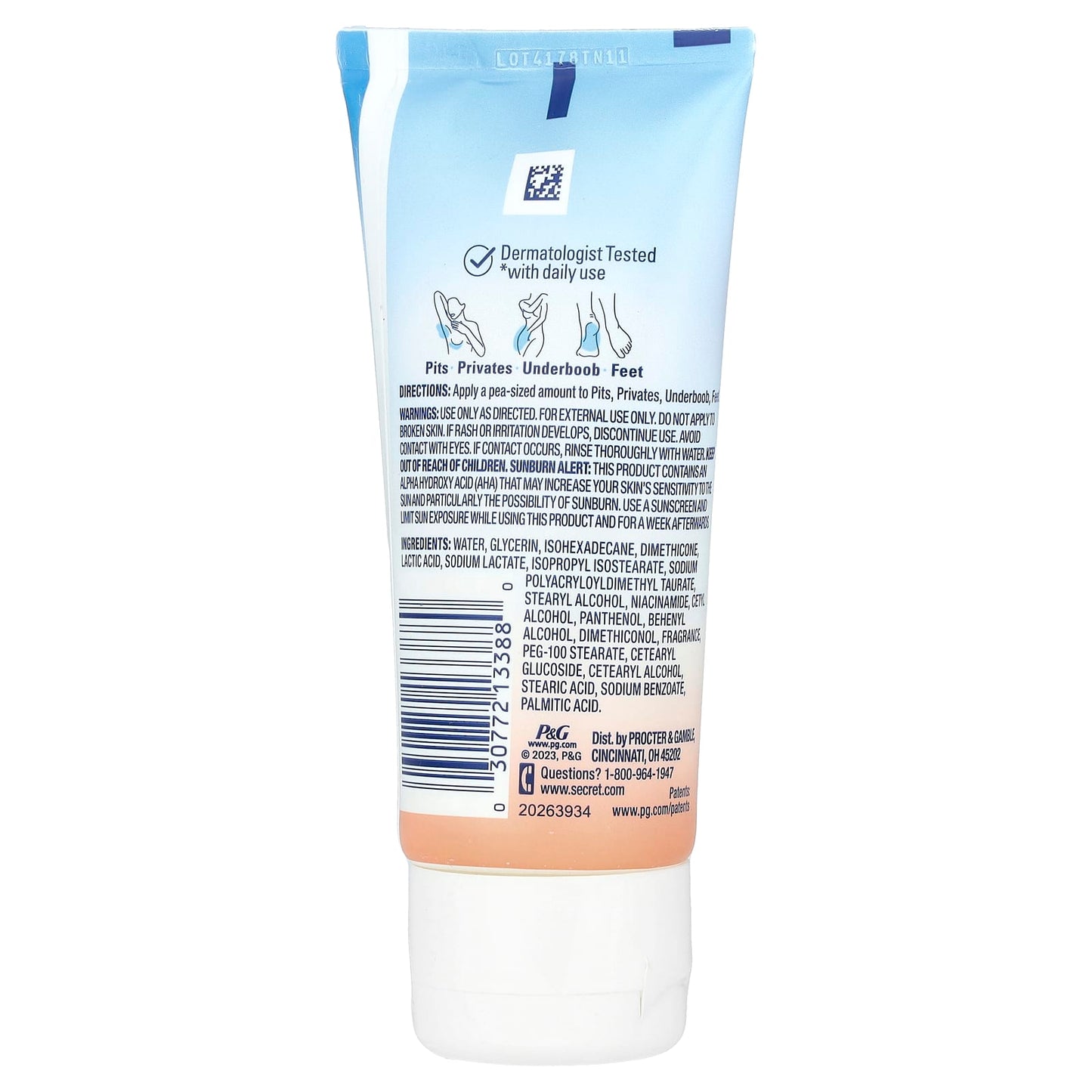 Secret, Whole Body Deodorant, Aluminum Free Invisible Cream, Peach + Vanilla Blossom, 3 oz (85 g) - Image 2