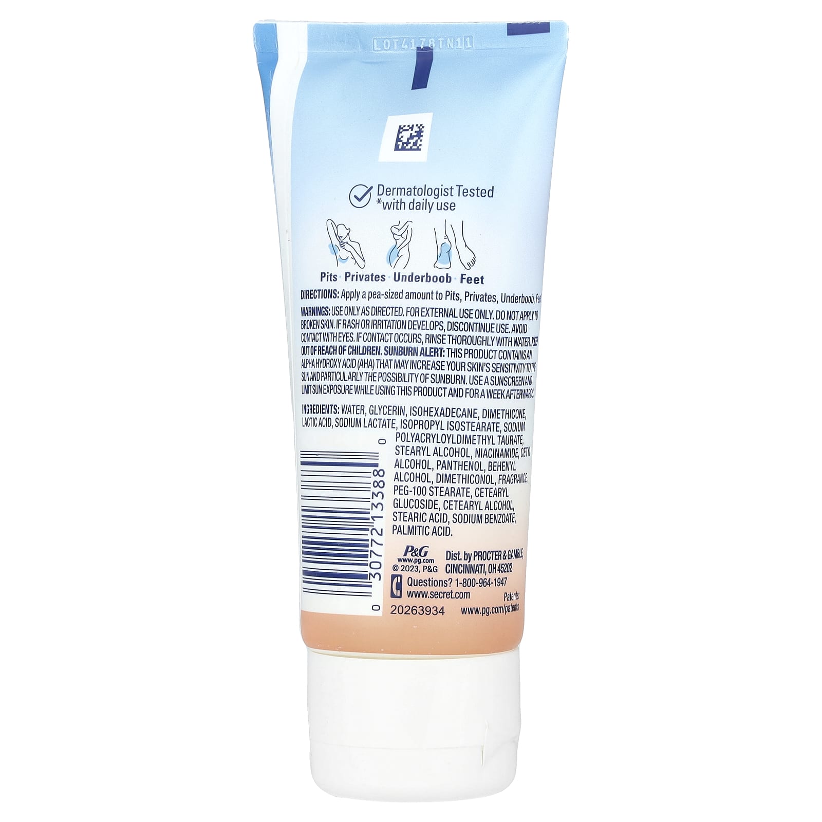 Secret, Whole Body Deodorant, Aluminum Free Invisible Cream, Peach + Vanilla Blossom, 3 oz (85 g) - Image 2