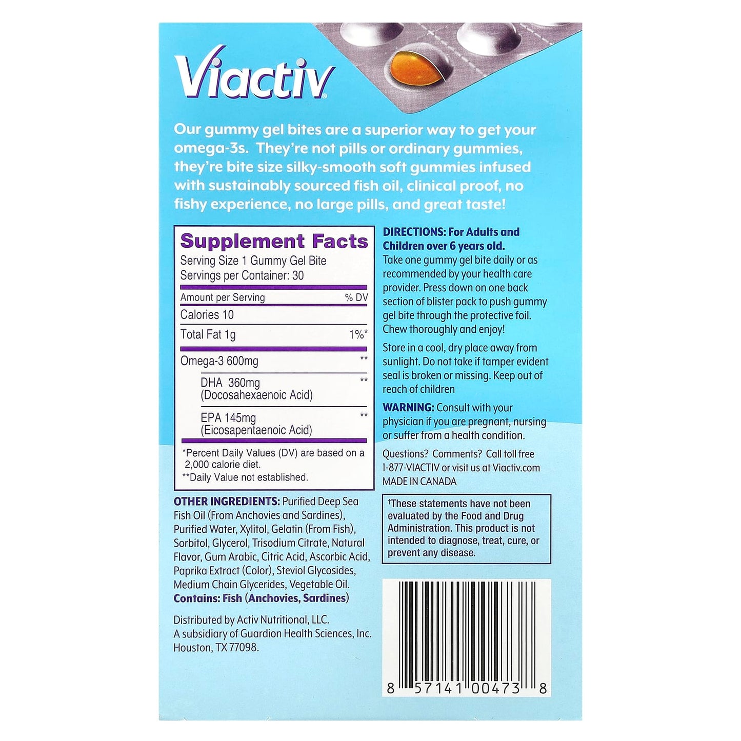 Viactiv, Omega Boost® Gummies, Citrus Passion, 600 mg, 30 Gummy Gel Bites - Image 2