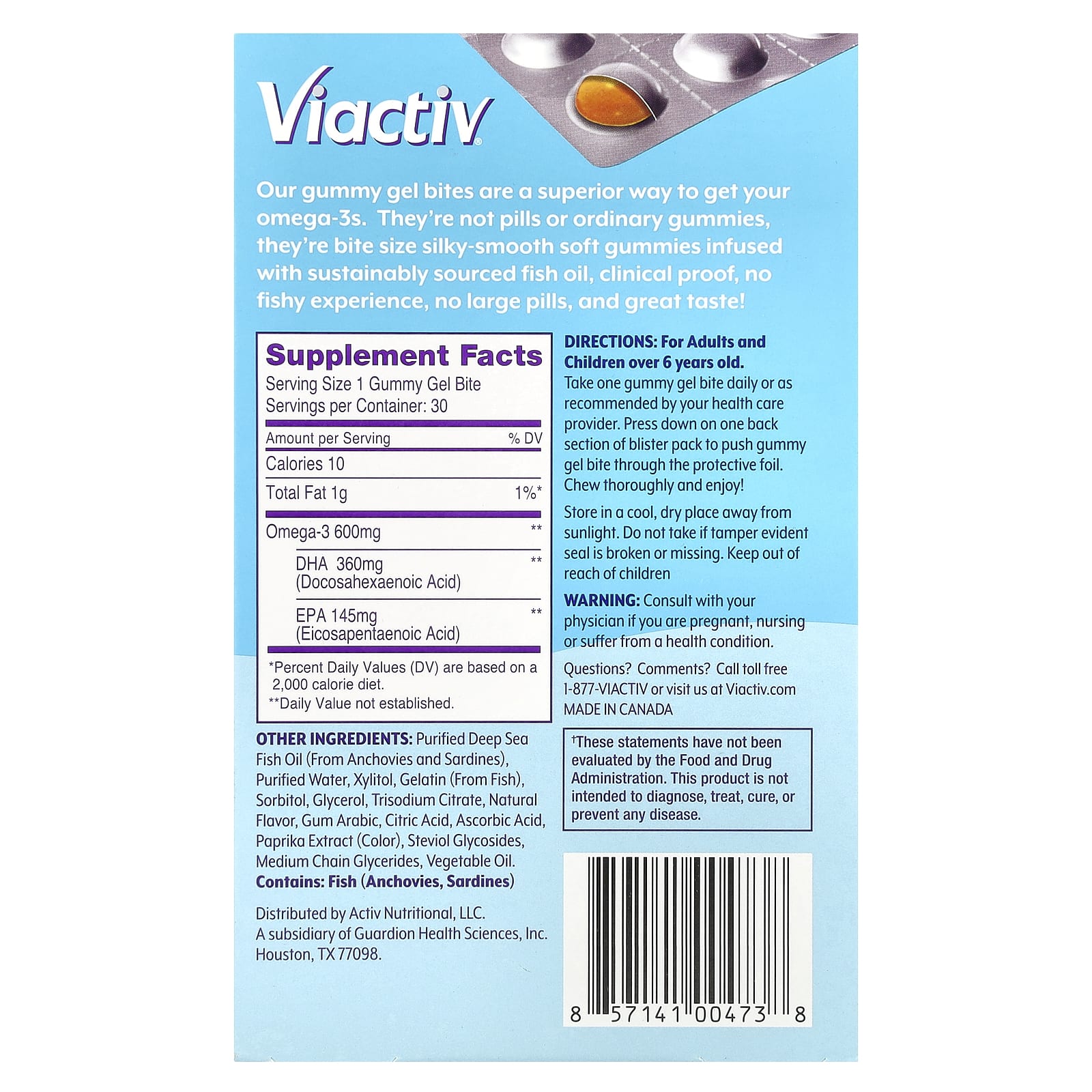 Viactiv, Omega Boost® Gummies, Citrus Passion, 600 mg, 30 Gummy Gel Bites - Image 2