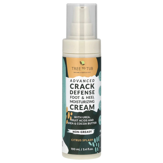 Tree To Tub, Advanced Crack Defense, Foot & Heel Moisturizing Cream, Citrus Splash, 3.4 fl oz (100 ml) - Image 1