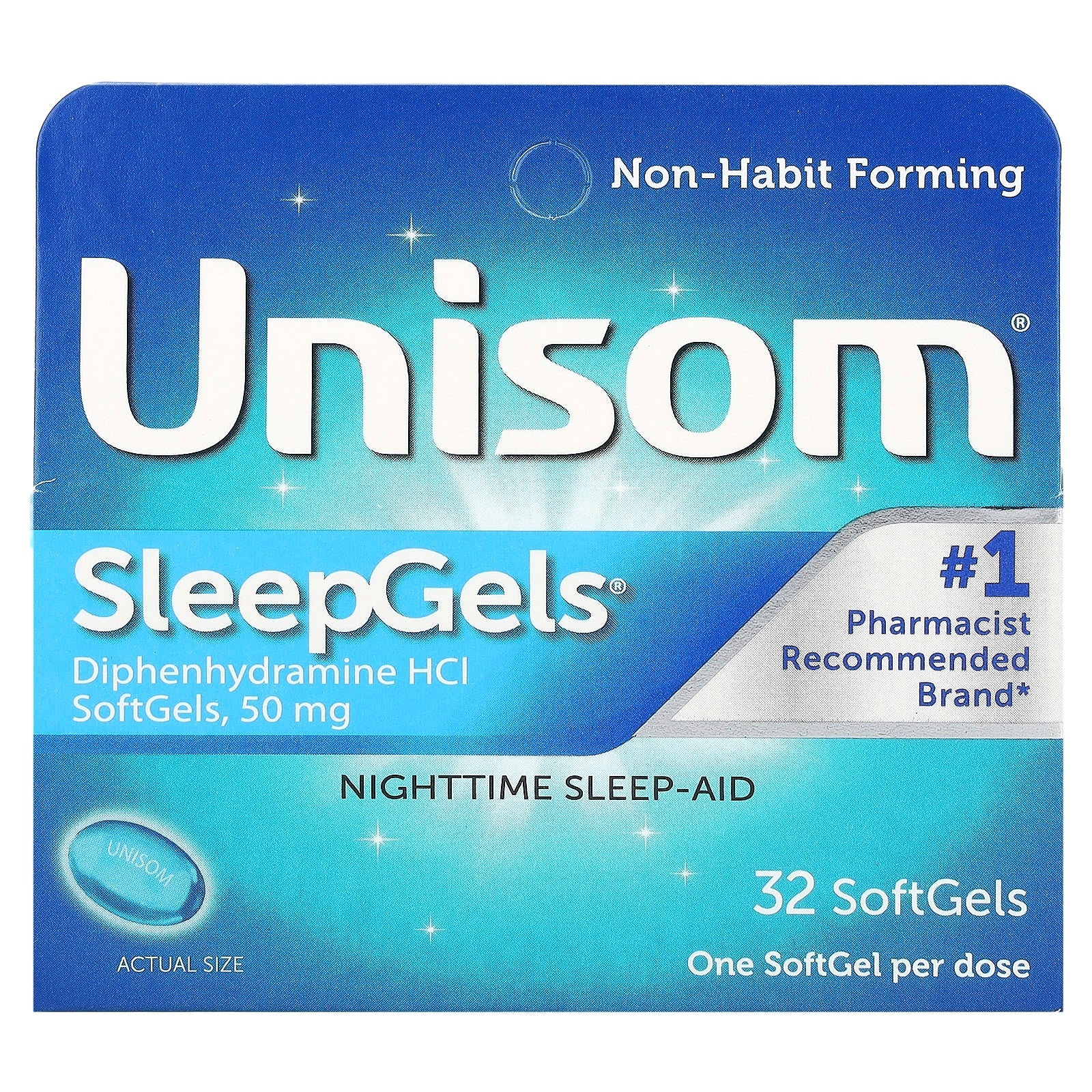 Unisom, SleepGels, Nighttime Sleep-Aid, 32 SoftGels - Image 1