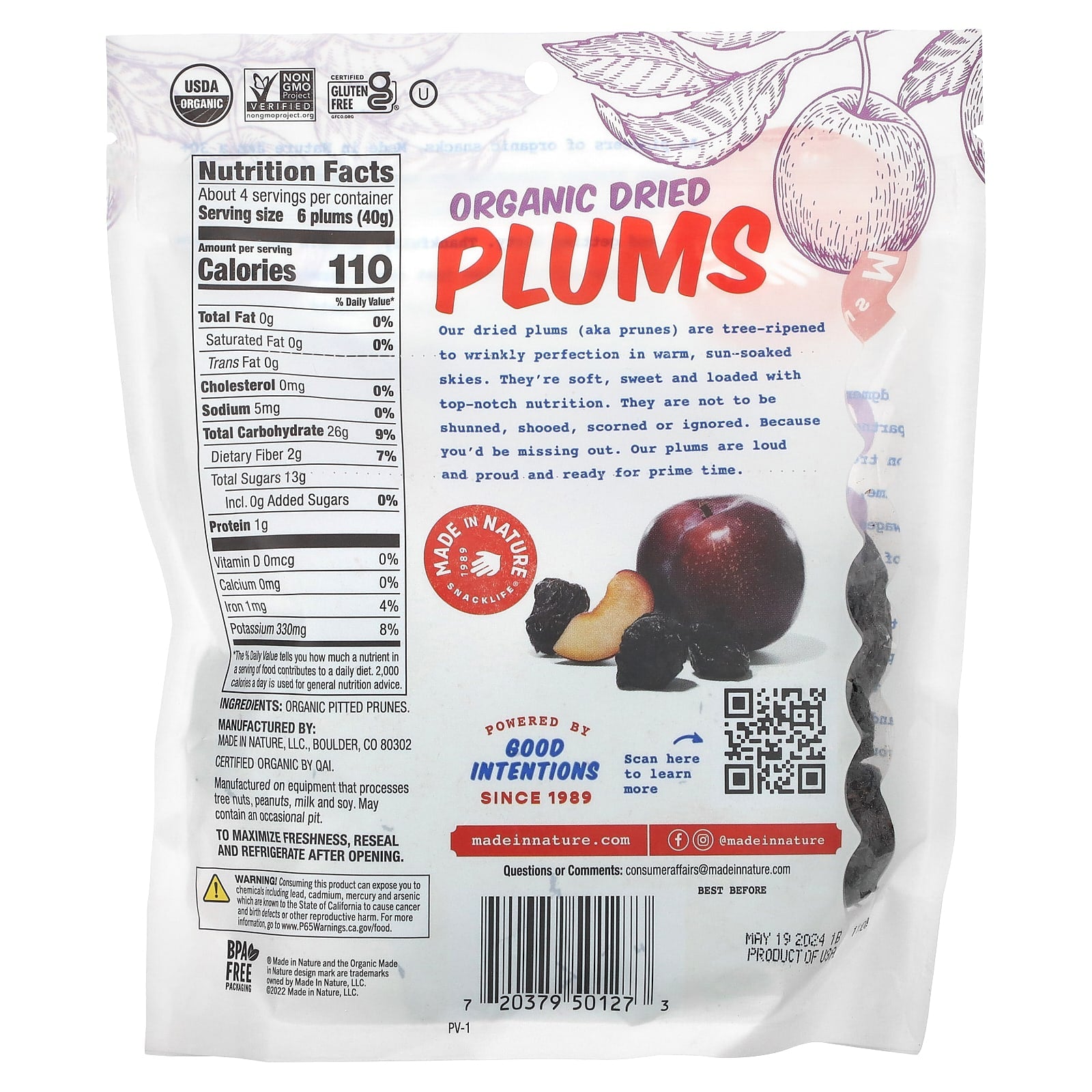 Made in Nature, Organic Dried Plums, 6 oz (170 g) - Image 2