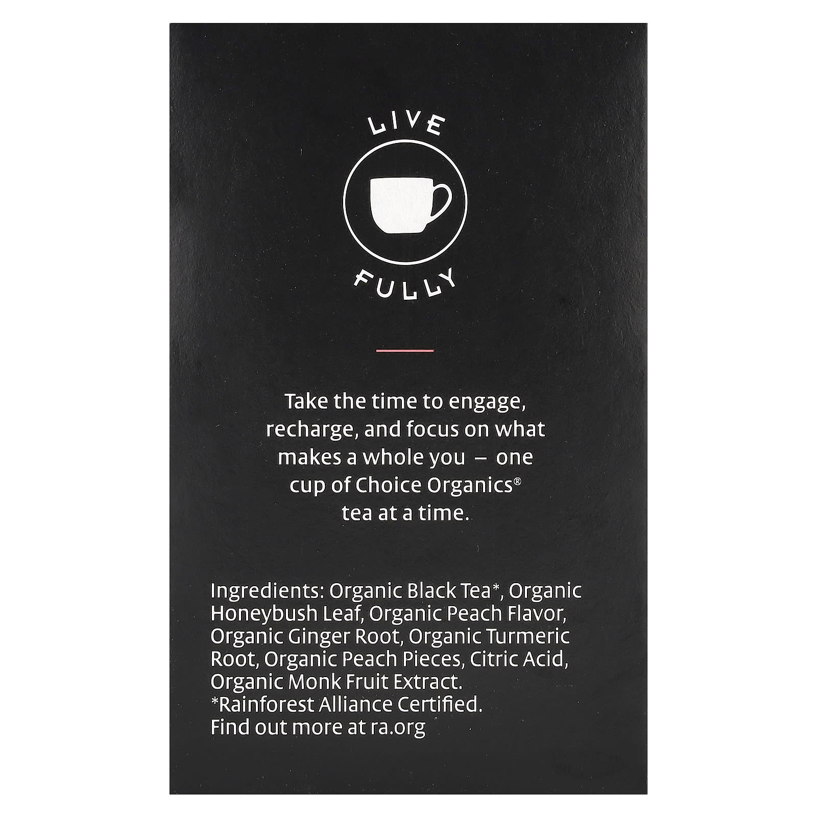 Certified Organic Black Tea - Picnic Peach, USDA Organic, 16 Tea Bags - Image 2