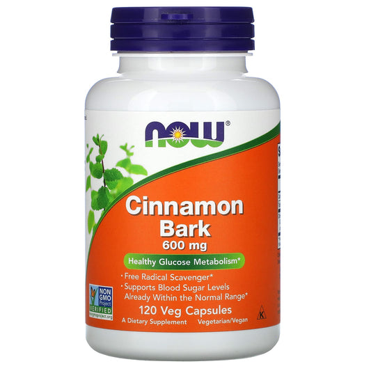 NOW Foods, Cinnamon Bark, 600 mg, 120 Veg Capsules - Image 1