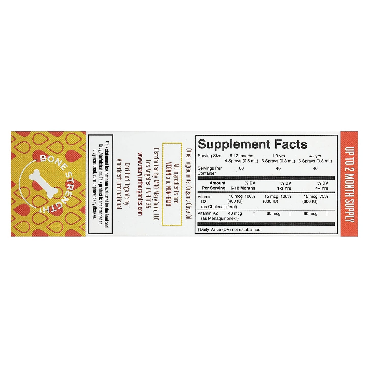 MaryRuth's, Vegan Vitamin D3 + K2 Liquid Spray, Unflavored, 1 fl oz (30 ml) - Image 2