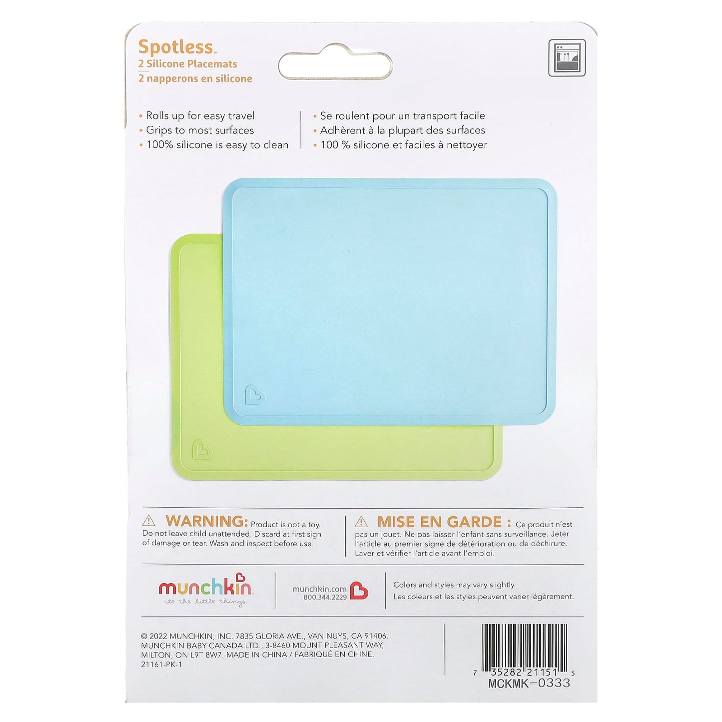 Munchkin, Spotless™, Silicone Placemats, 4 Months+, 2 Count - Image 2