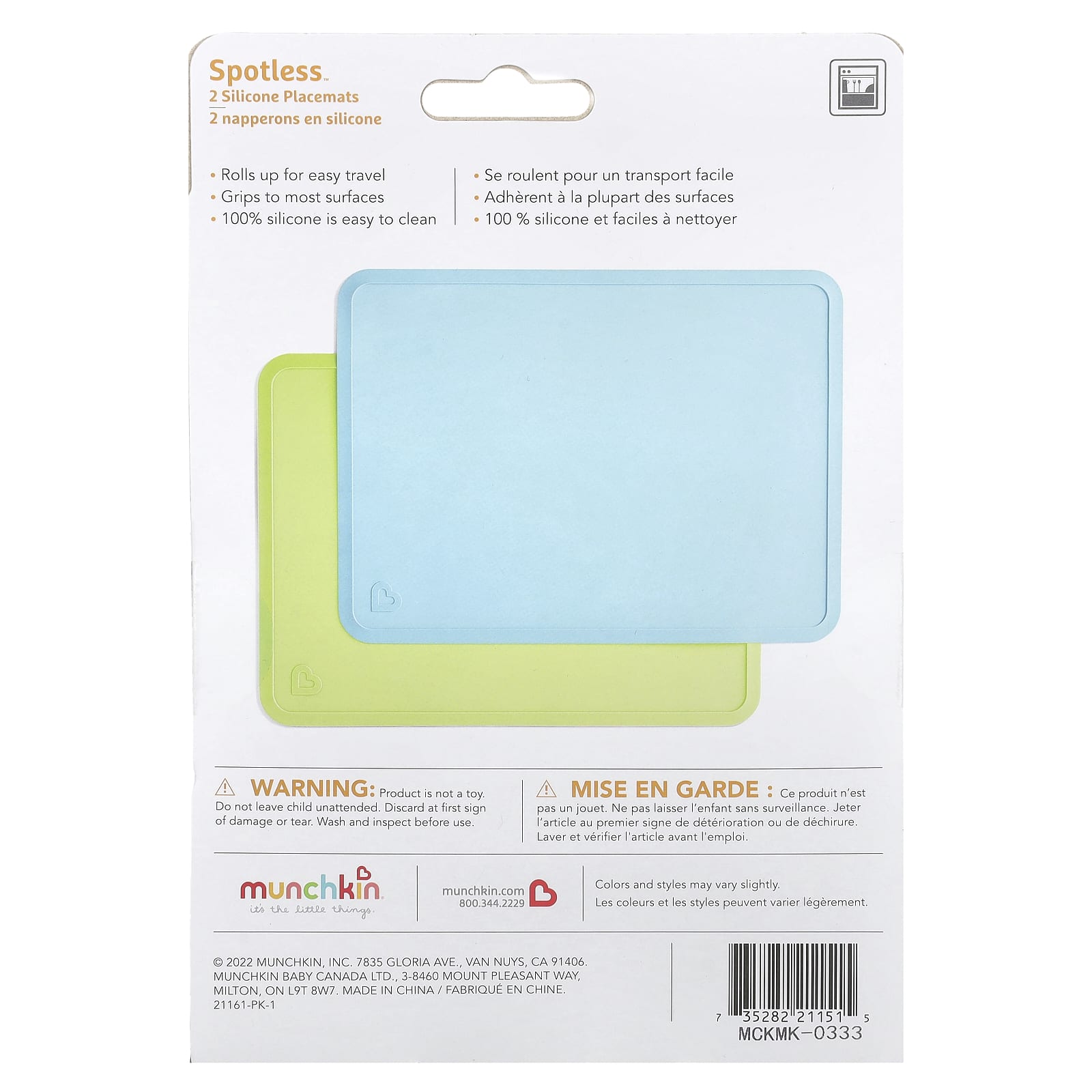 Munchkin, Spotless™, Silicone Placemats, 4 Months+, 2 Count - Image 2