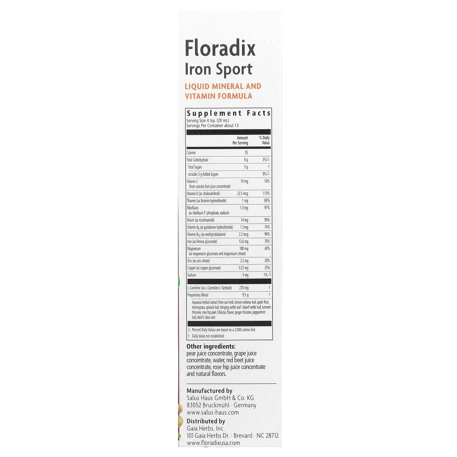 Floradix Iron Sport Liquid Formula - Vegan, Gluten-Free, & Non-Constipating - Image 2