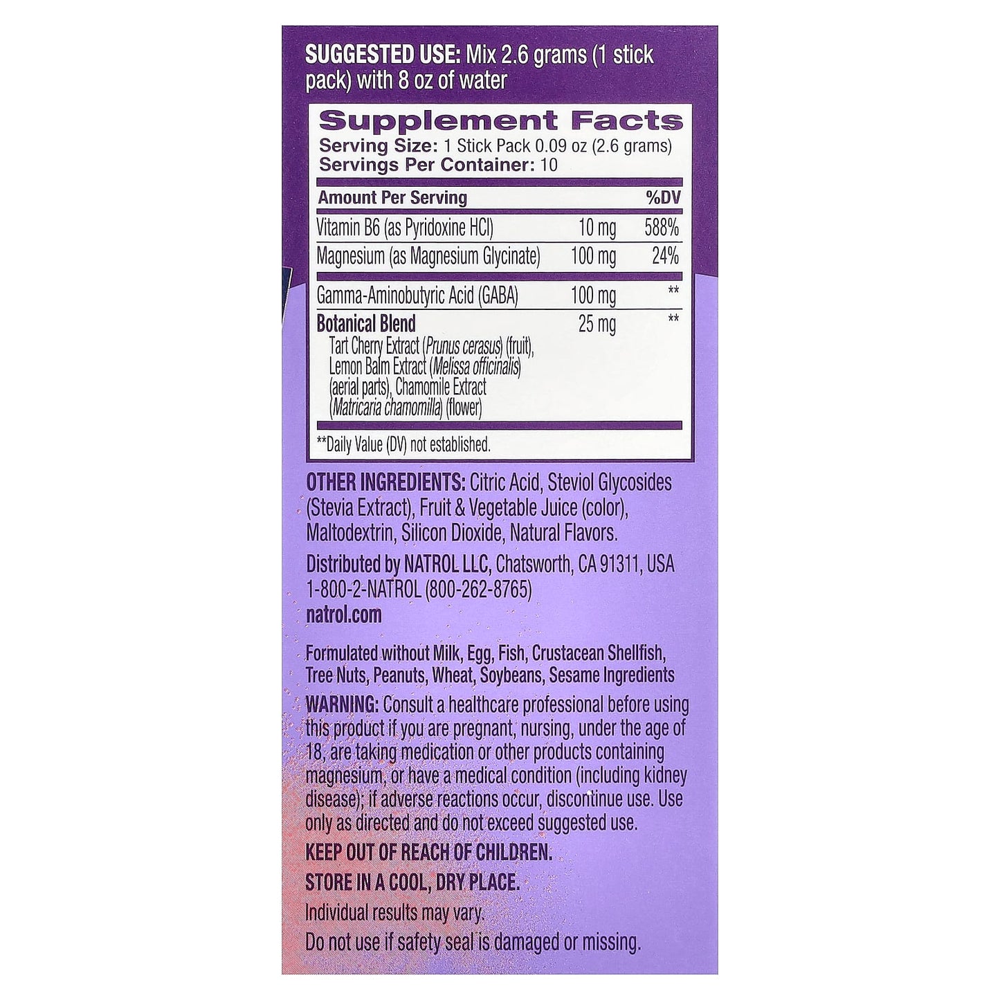 Natrol, Sleep & Restore, Calming Drink Mix, Melatonin Free, Cherry, 10 Stick Packs, 0.09 oz (2.6 g) Each - Image 2