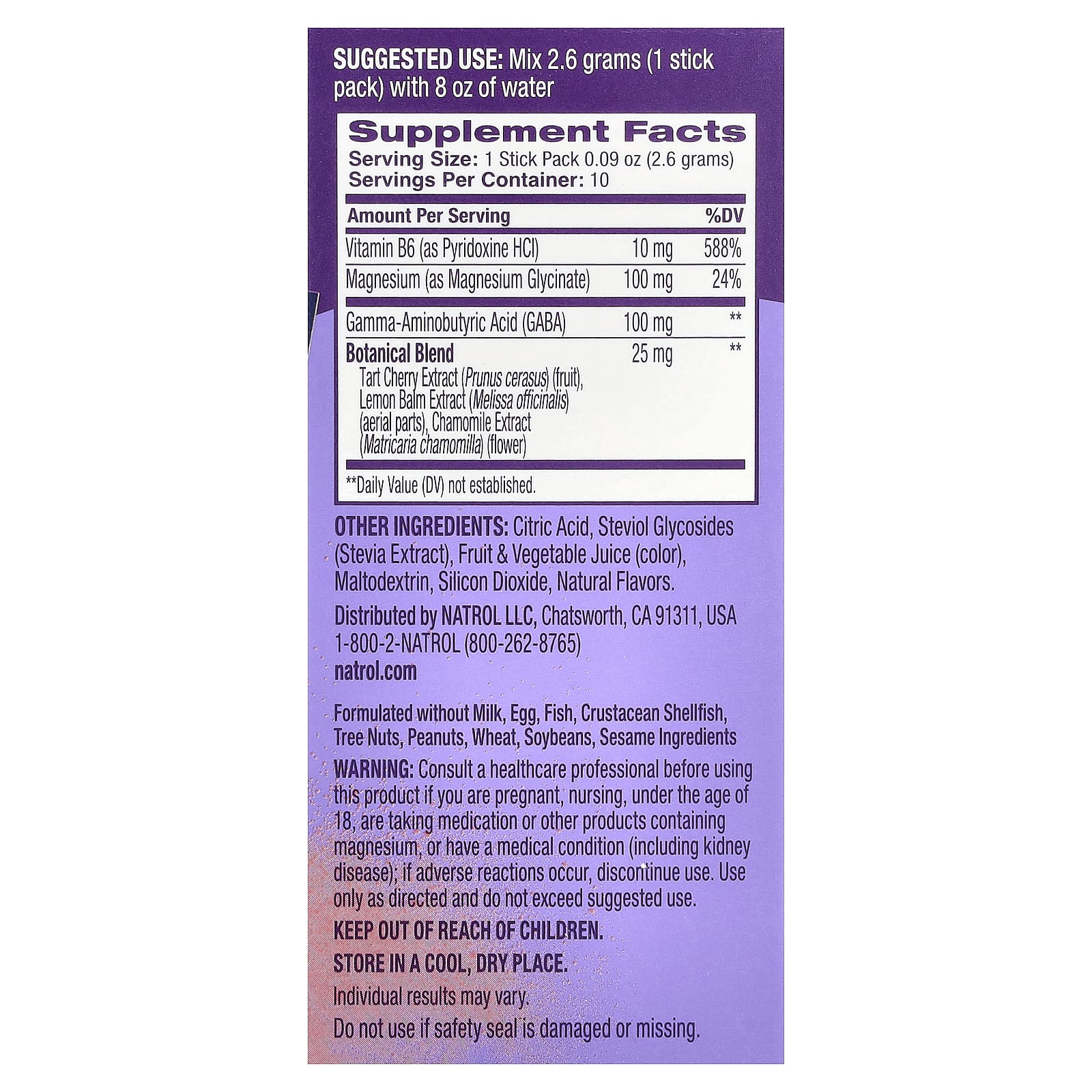 Natrol, Sleep & Restore, Calming Drink Mix, Melatonin Free, Cherry, 10 Stick Packs, 0.09 oz (2.6 g) Each - Image 2