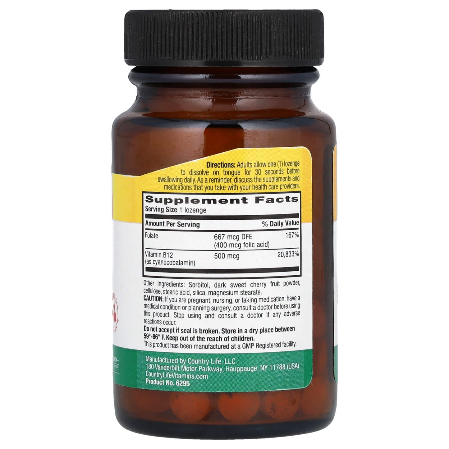 Country Life Vitamin B12 Lozenges with Folate for Energy, 100 Count - Image 2