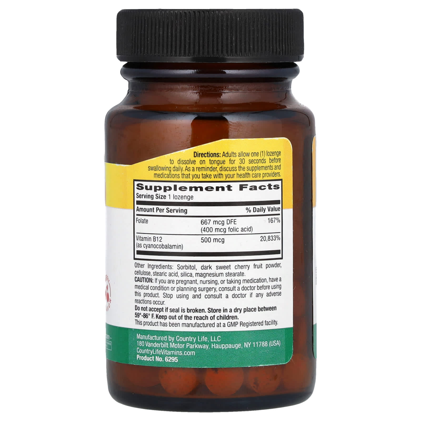 Country Life Vitamin B12 Lozenges with Folate for Energy, 100 Count - Image 2