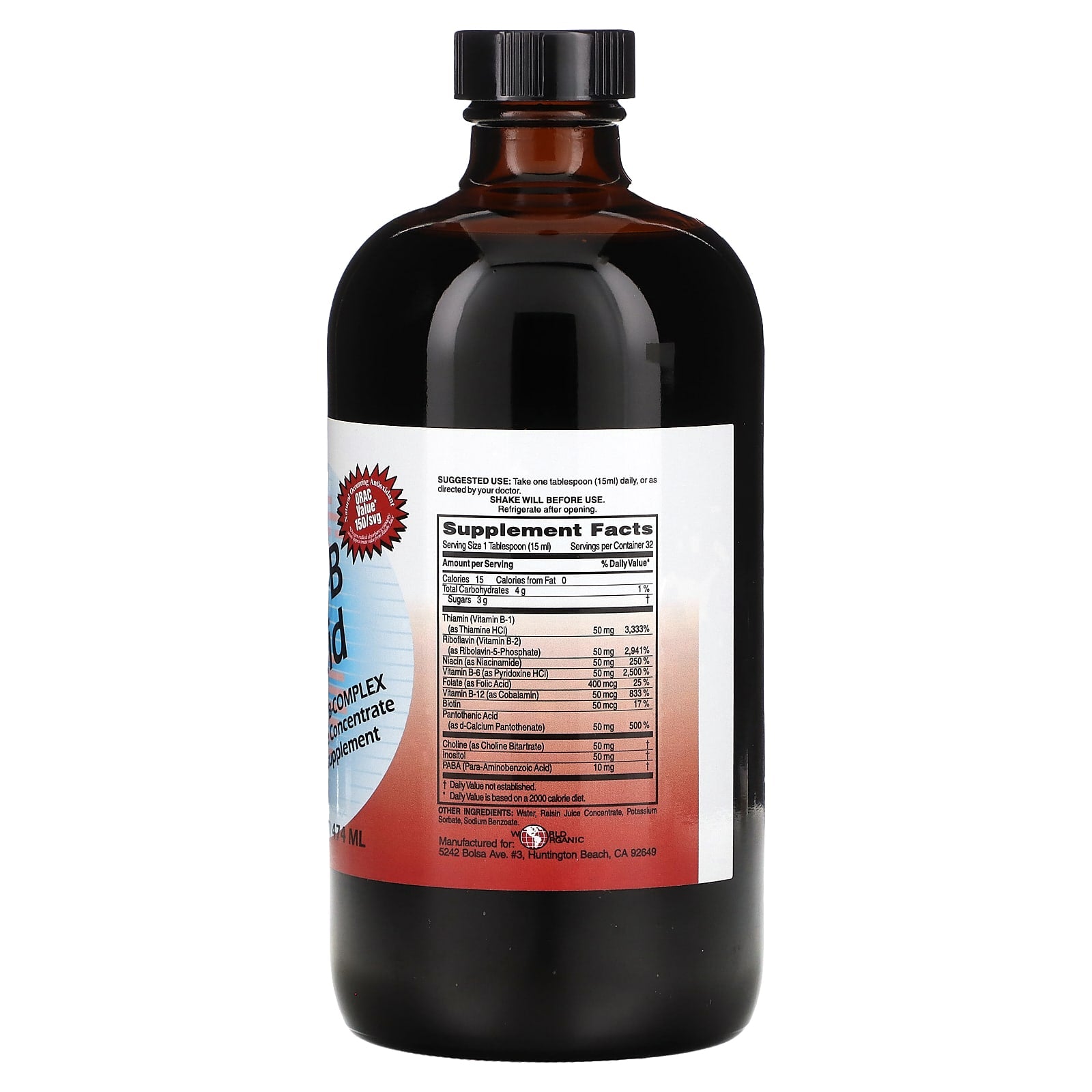 World Organic, Ultra-B Liquid, 16 fl oz (474 ml) - Image 2