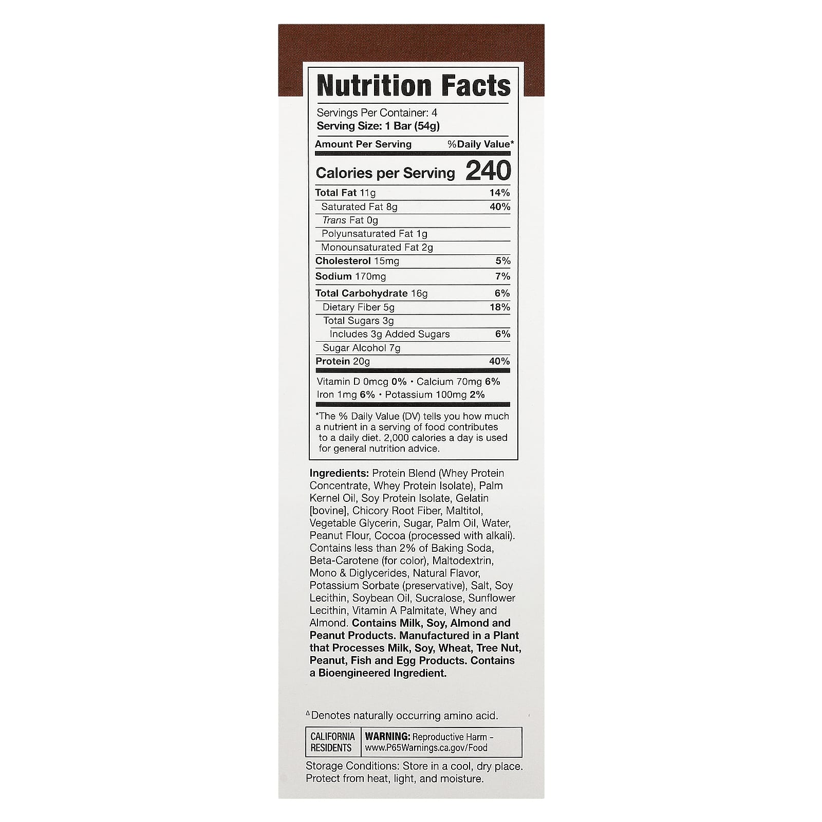 MusclePharm, Combat Ready™ Protein Bar, Chocolate Peanut Butter Cup, 4 Bars, 1.9 oz (54 g) Each - Image 2
