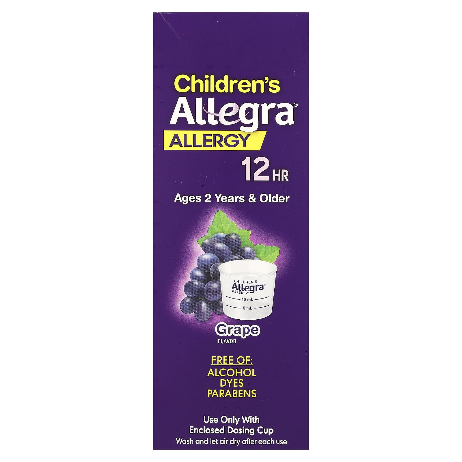 Allegra Grape Allergy Relief for Kids 2+, 12HR, 30mg, 8fl oz - Image 1