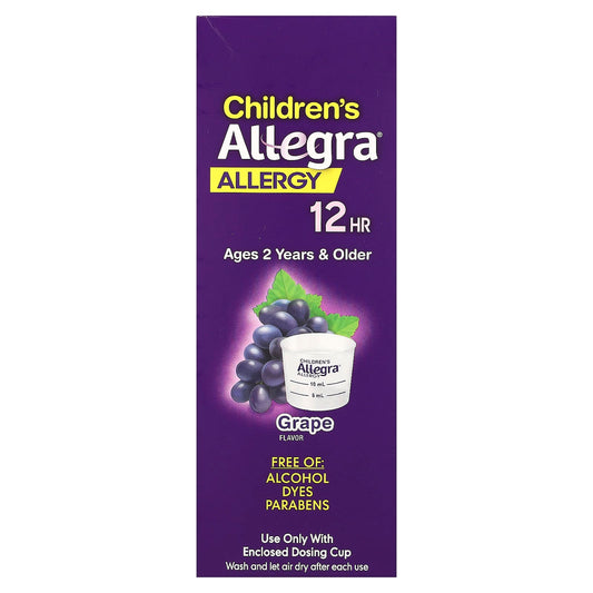 Allegra Grape Allergy Relief for Kids 2+, 12HR, 30mg, 8fl oz - Image 1