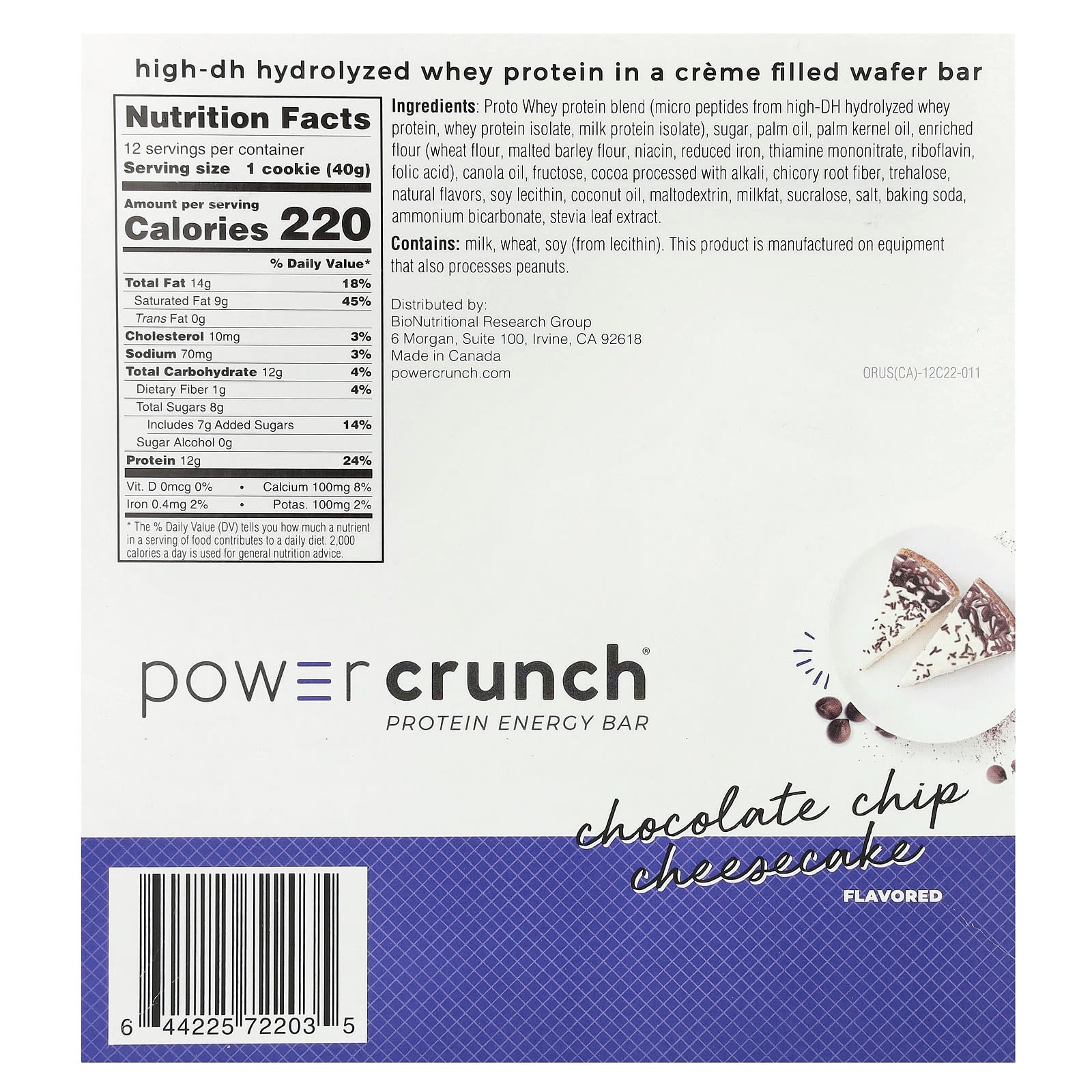 Crave-Worthy Chocolate Chip Cheesecake Protein Bars by BNRG - 12g Protein, 12 Count - Image 2