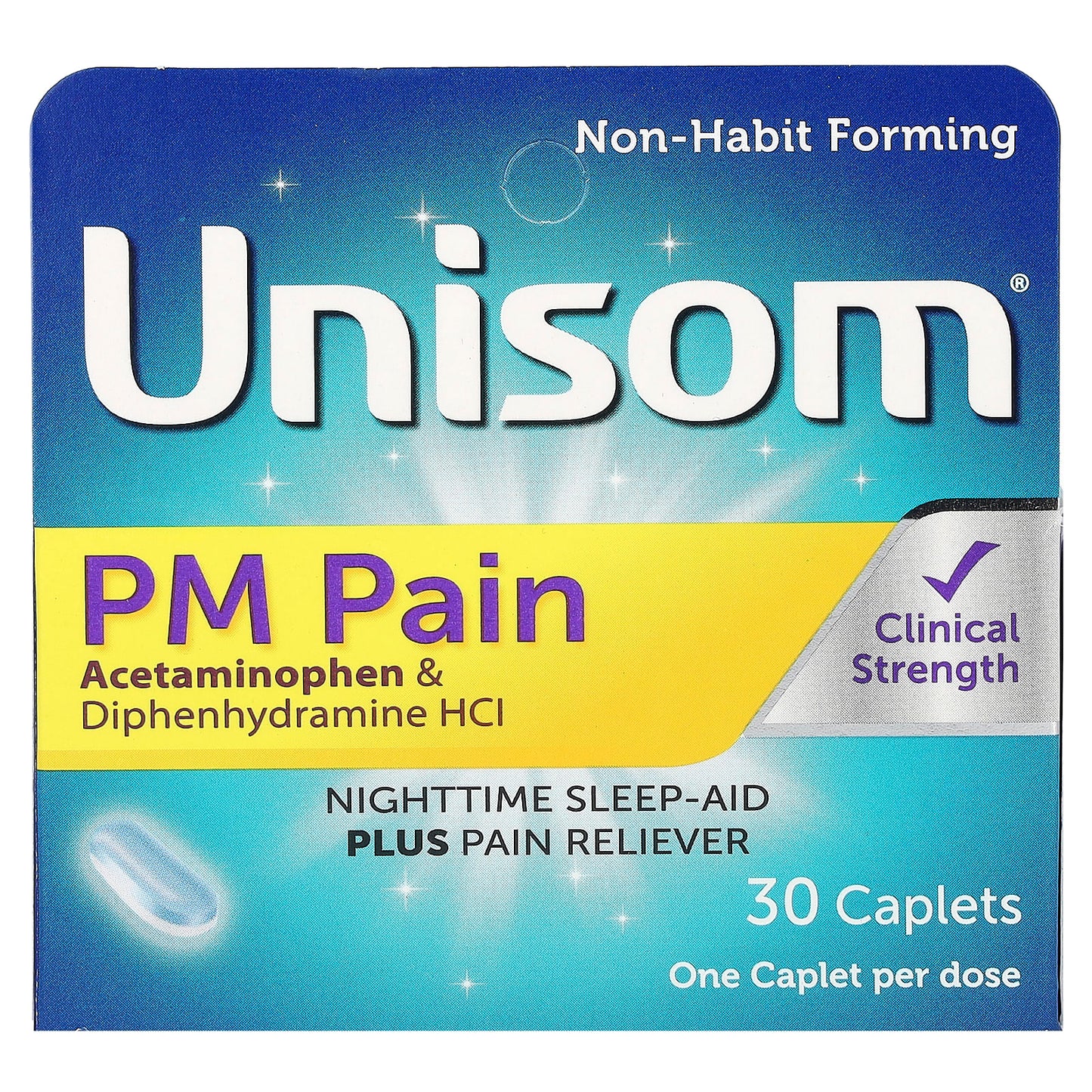 Unisom, PM Pain,  Nighttime Sleep-Aid Plus Pain Reliever, 30 Caplets - Image 1