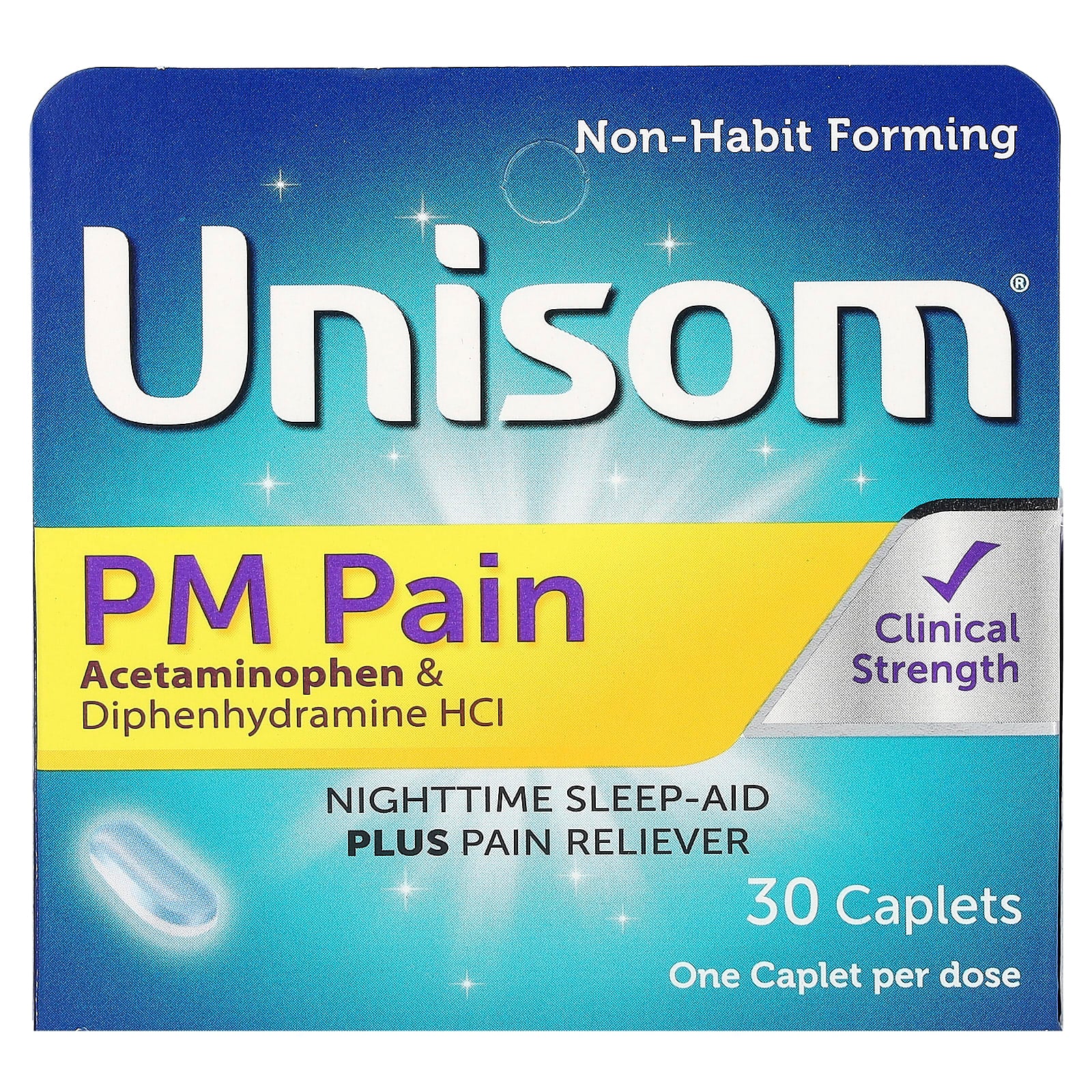 Unisom, PM Pain,  Nighttime Sleep-Aid Plus Pain Reliever, 30 Caplets - Image 1