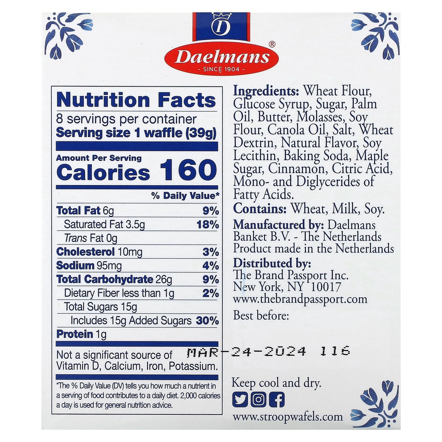 Authentic Dutch Stroopwafels by Daelmans, Maple, 8 Waffles - Image 2