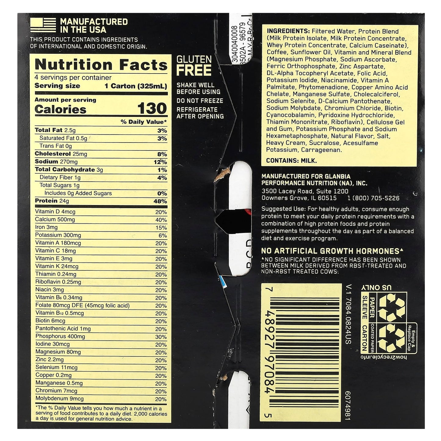Optimum Nutrition, Gold Standard® Protein Shake, Cafe Latte, 4 Cartons, 11 fl oz (325 ml) Each - Image 2
