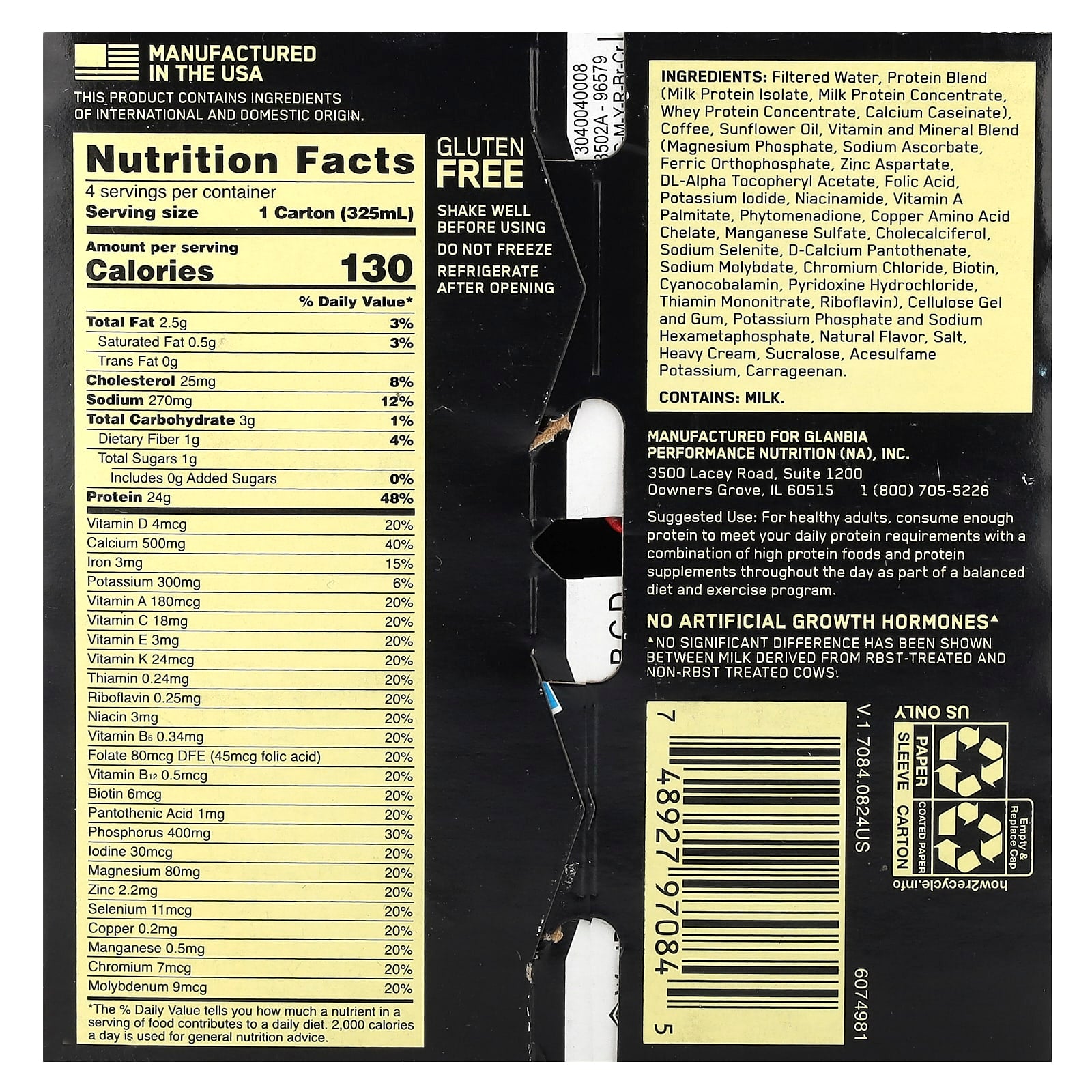 Optimum Nutrition, Gold Standard® Protein Shake, Cafe Latte, 4 Cartons, 11 fl oz (325 ml) Each - Image 2