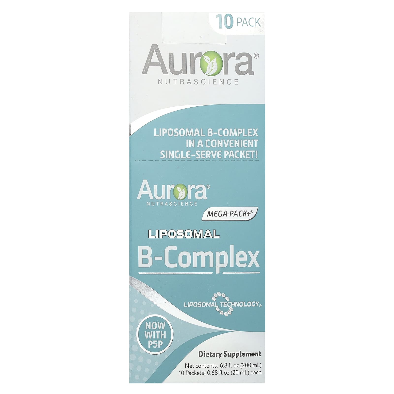Aurora Nutrascience, Liposomal B-Complex, 10 Packets, 0.68 fl oz (20 ml) Each