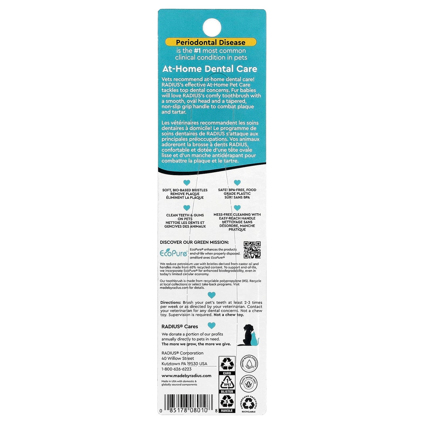 RADIUS, Toothbrush For Pets, All Ages, Extra Soft , 1 Toothbrush - Image 2